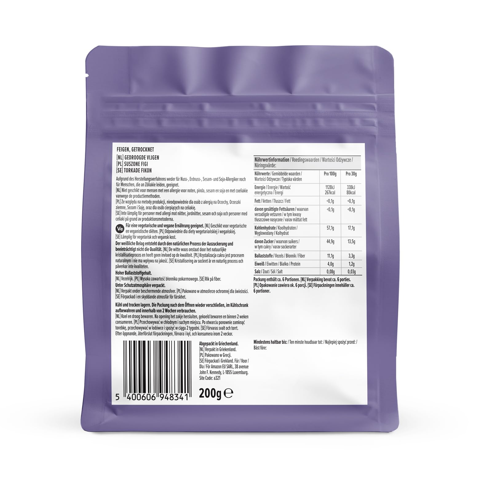 Amazon FEIGEN Dried Figs, 200g - Healthy Snack for Kids, Baking & Breakfast Toppings