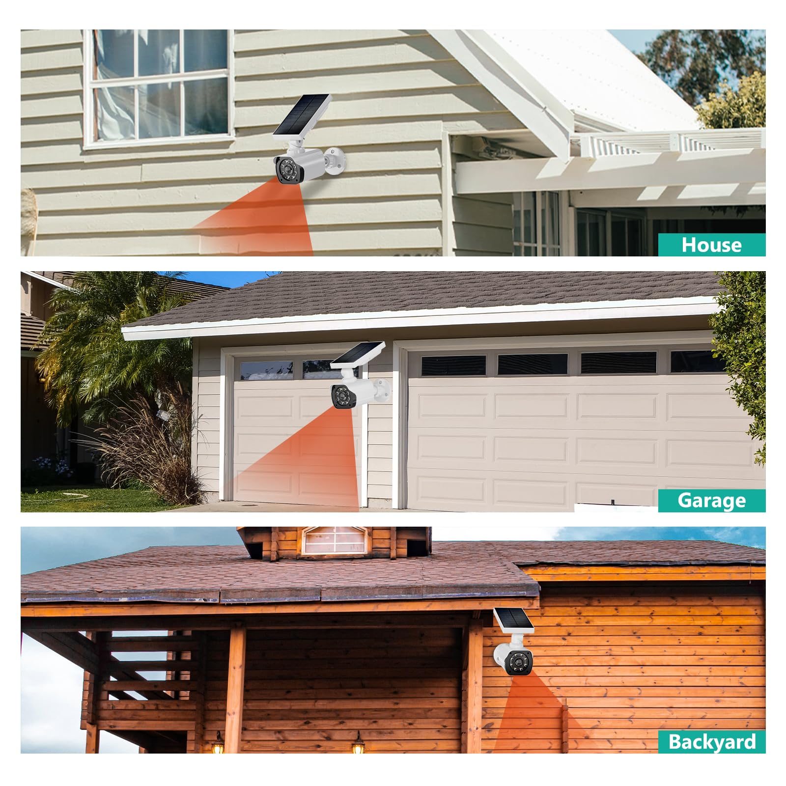 WALI Fake Security Camera with Motion Sensor Light - 2 Pack Solar Powered Dummy CCTV Dome for Indoor & Outdoor Use - Simulated Surveillance to Deter Burglars - Ideal for Homes, Offices & Retail Stores