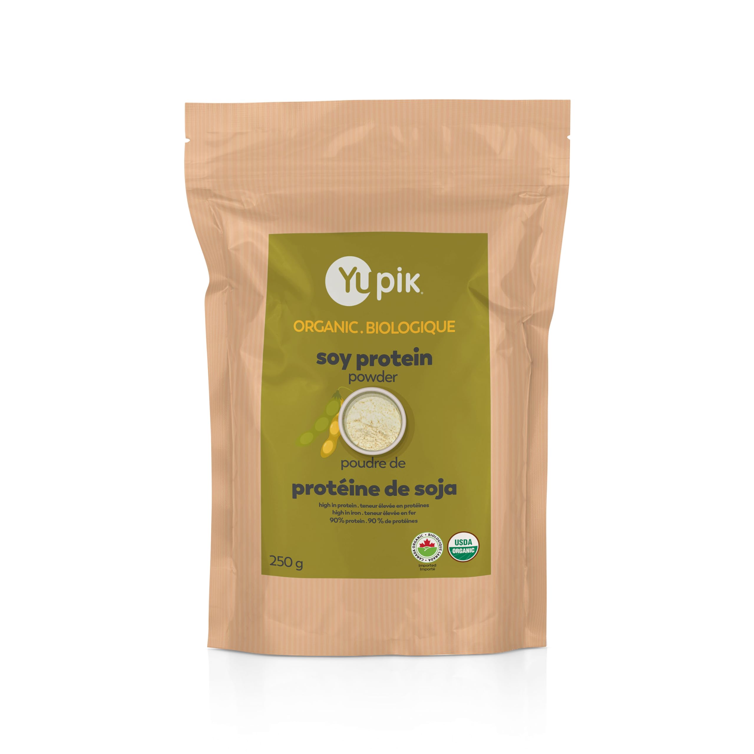 Organic Soy Protein Powder 250g - 90% High Protein, USDA Certified, Non-GMO, Vegan, Gluten-Free, Kosher | Iron & Copper Rich Superfood for Smoothies, Baking & Post-Workout Recovery