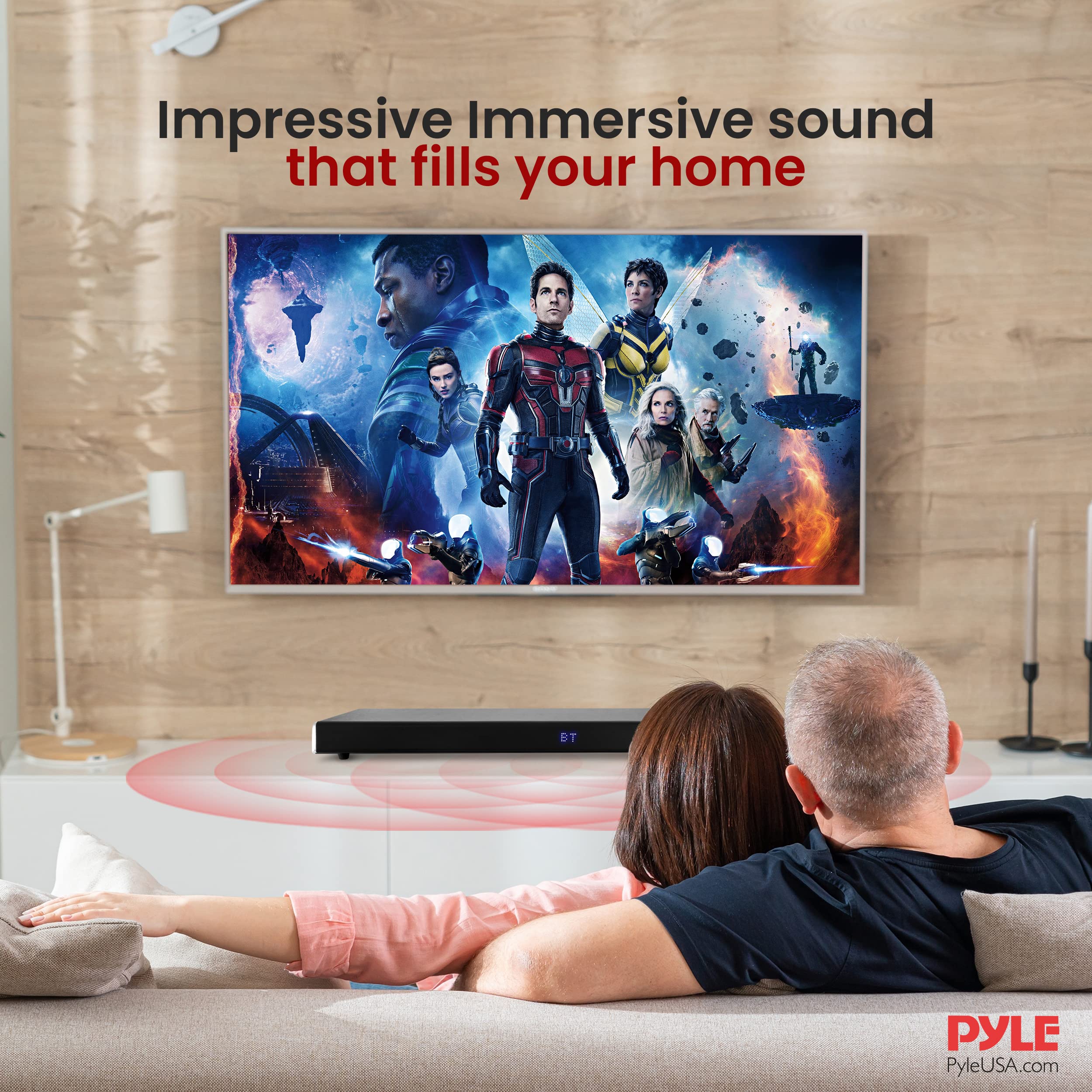 Pyle PSBV630HDBT Bluetooth Sound Bar - Wireless Home Theater Speaker System with Deep Bass for TV, Movies & Music | Perfect for Living Room & Bedroom Entertainment
