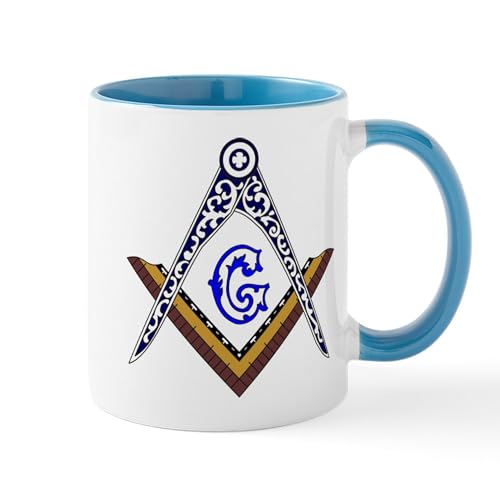 White/Blue Inside - Masonic Square And Compass Mug
