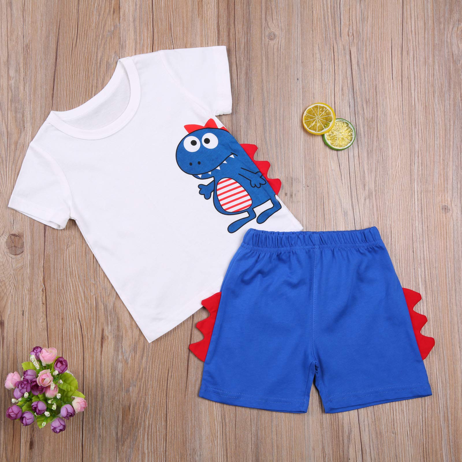 3D Dinosaur Print Boys' 2-Piece Summer Outfit Set - Toddler Casual Clothes for Playdates & Outdoor Adventures