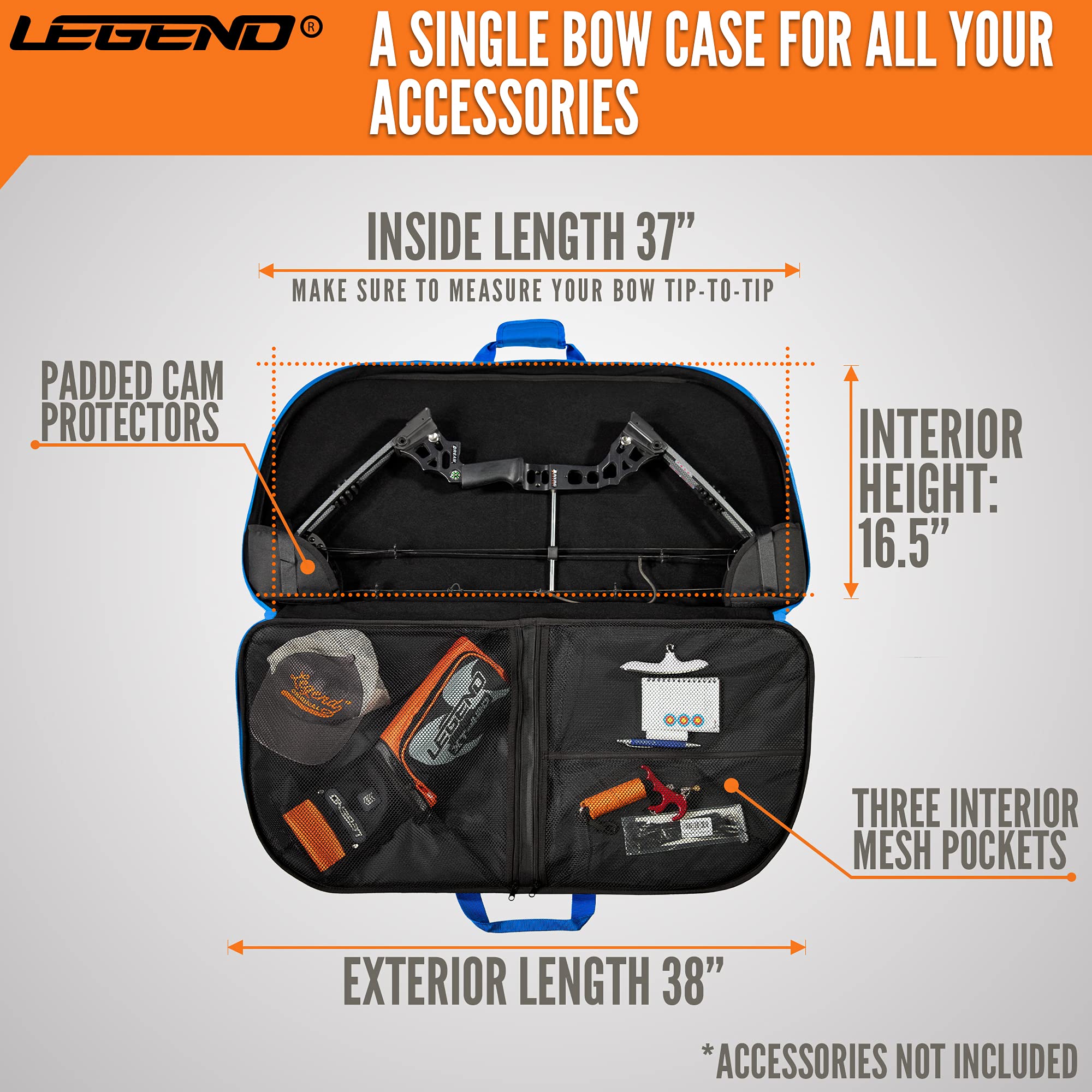 LEGEND Alpha Compound Bow Case - Waterproof Archery Bow Bag with Backpack & Shoulder Straps - Fits 37