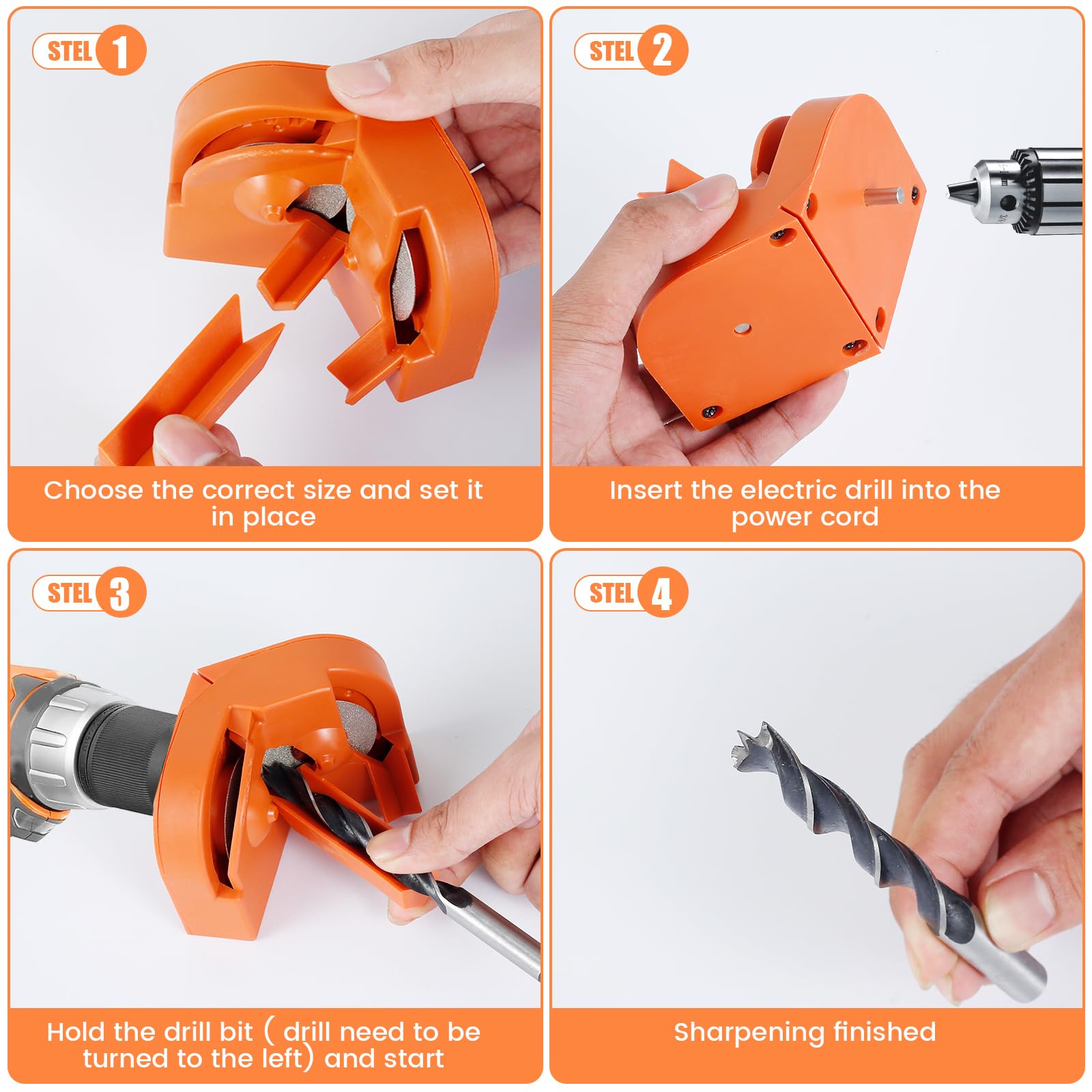Electric Drill Bit Sharpener - Multipurpose Grinding Tool for HSS, Masonry, Carbide & Metal Bits | Compatible with Power Drills | Perfect for DIY Projects, Woodworking & Metalworking