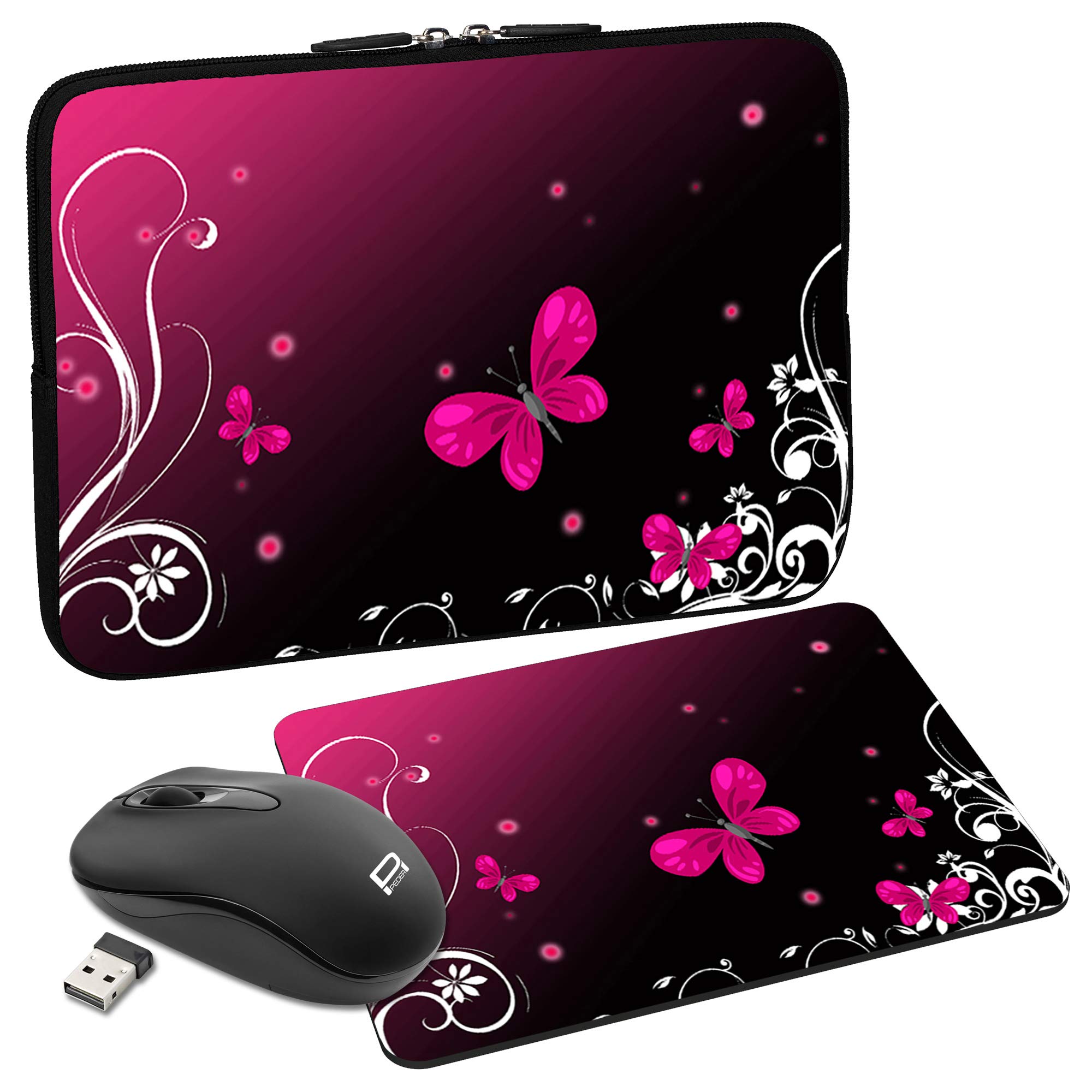Stylish Hard Case Laptop Bag for 13.3 Inch Laptops (Vertical) - Compatible with Butterfly 13.3 Inch Laptops + Includes Free Mouse & Mouse Pad - Perfect for Work, Travel, and School
