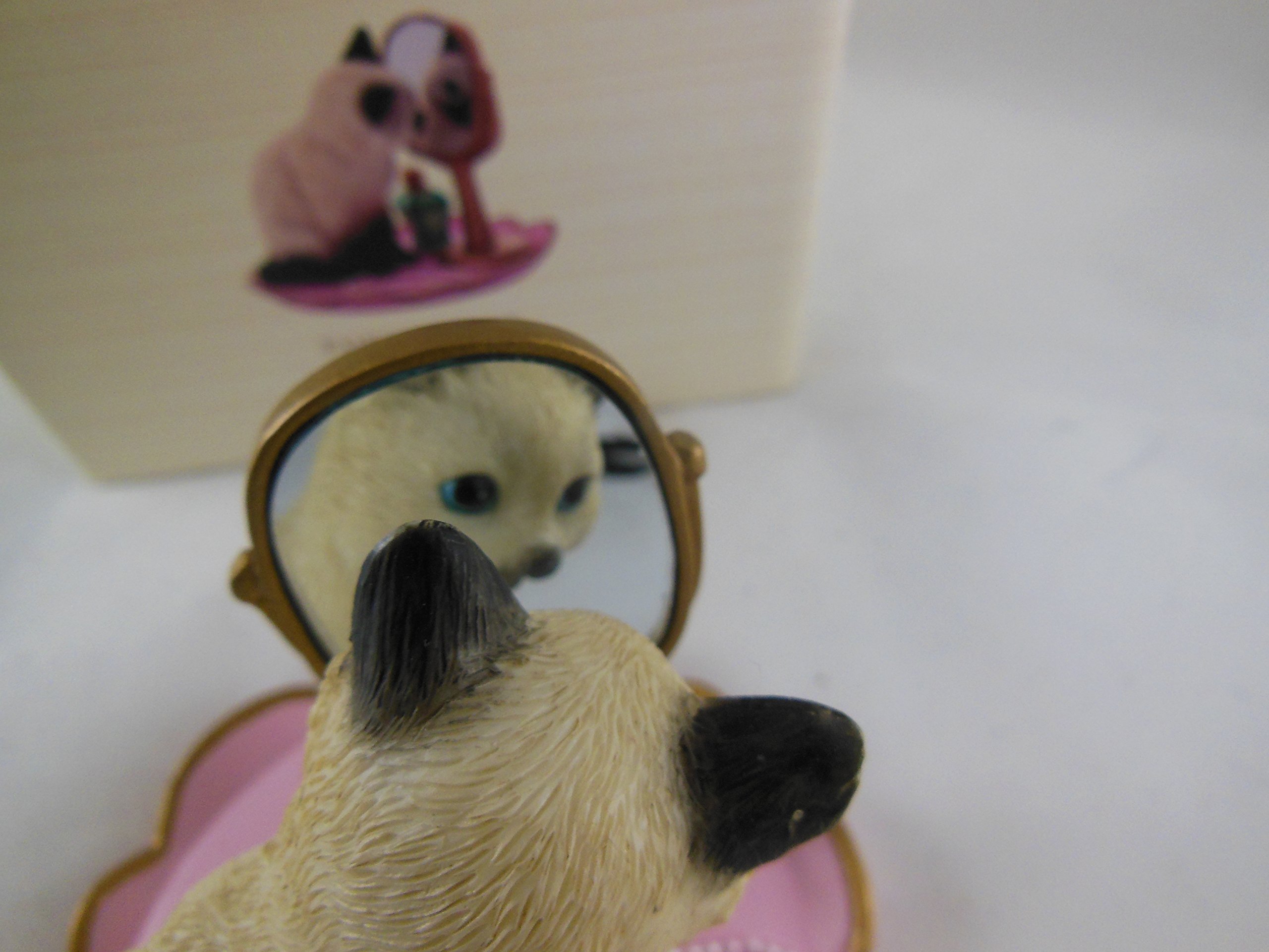 Lenox Cat Fairest Feline Siamese Cat Figurine with Mirror - Elegant Collectible Home Decor for Cat Lovers & Perfect Gift for Special Occasions