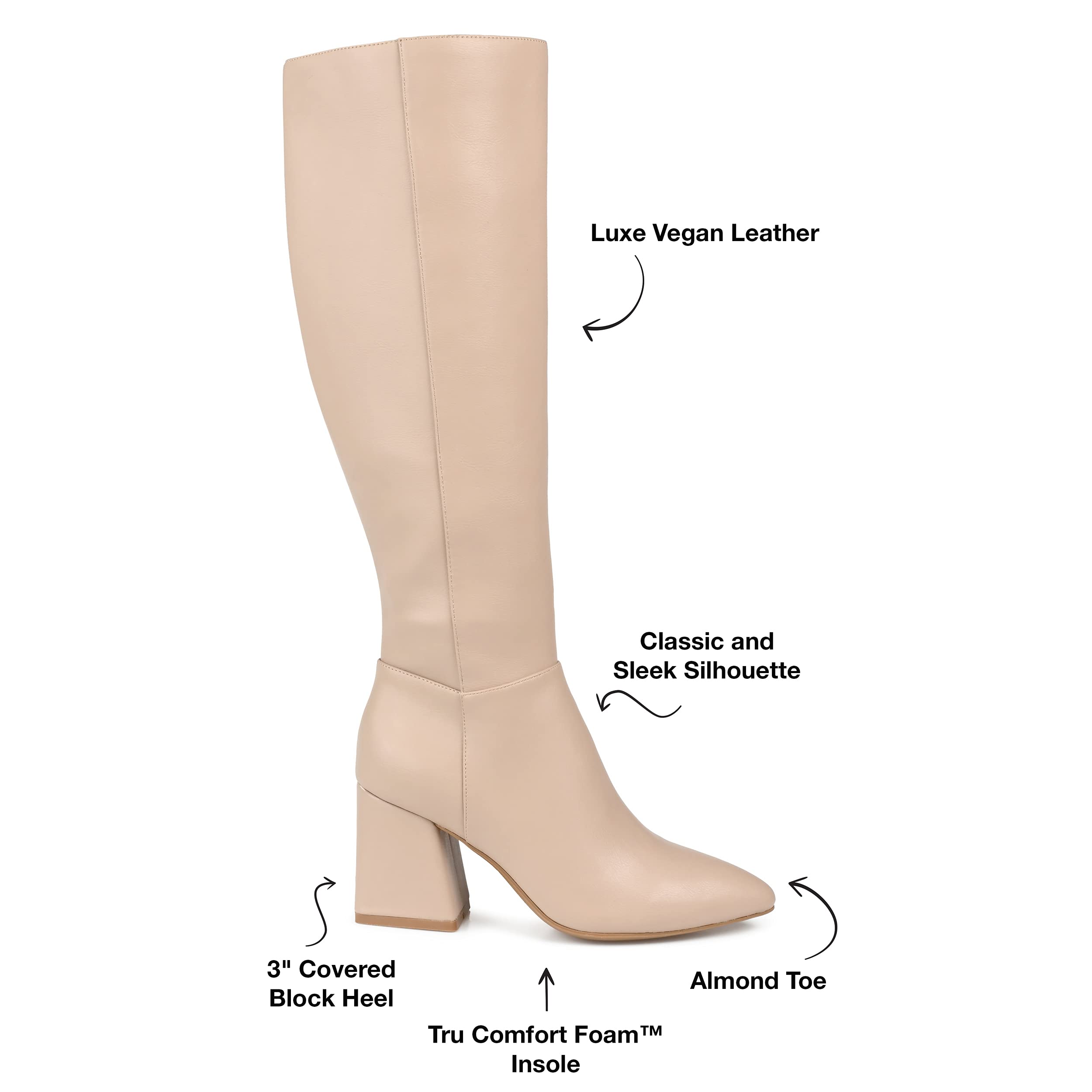 Journee Women's Landree Knee High Boots with Comfort Foam Block Heel - Stylish Winter Boots for Office, Casual Outfits and Date Nights