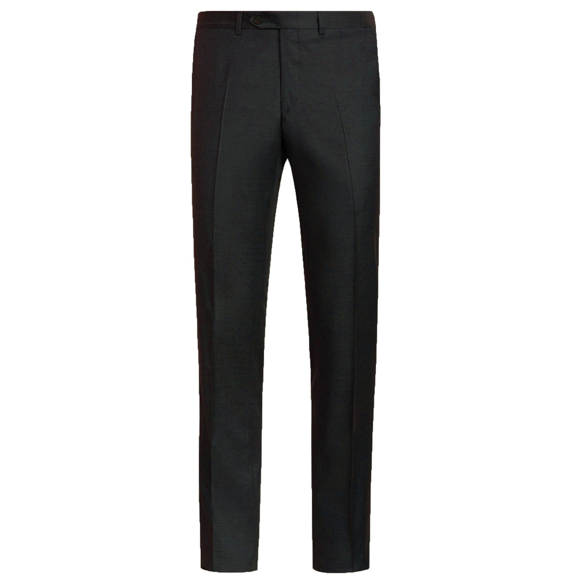 Men's HB Twill Wool Flat Front Trousers in Navy - Classic Fit for Business & Office Wear