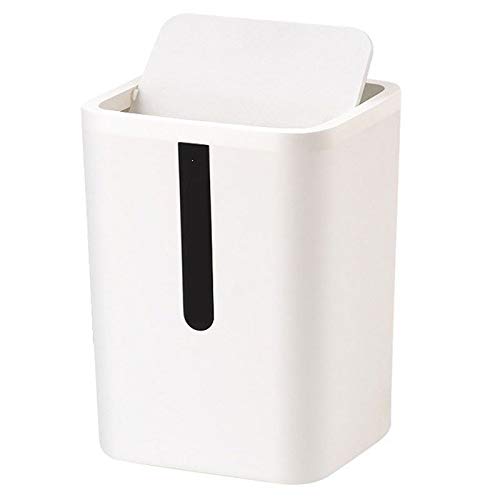 White Small Mini Plastic Trash Can with Shake Cover - Portable Desktop Garbage Bin for Home, Office, Car & Outdoor Use | Dropshipping Available