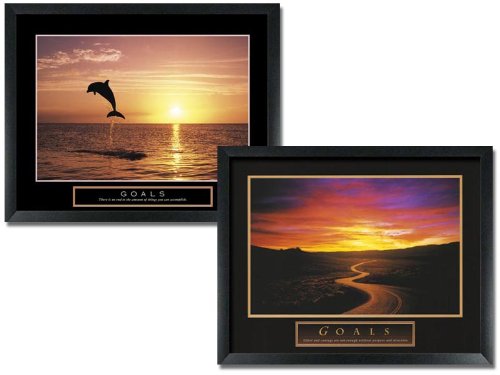 2 Pack Framed Motivational Posters - Dolphin Path Inspirational Wall Art for Office & Home Decor - Perfect for Living Room, Bedroom, or Kitchen Wall Decor