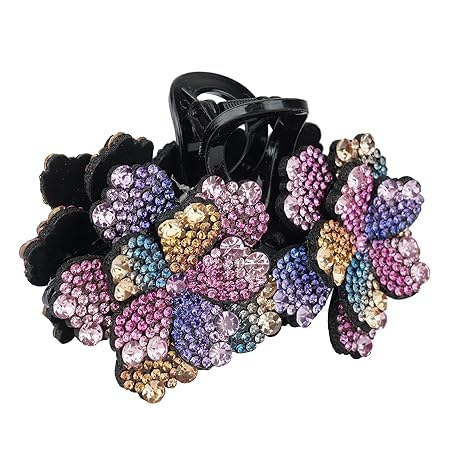 RUBELA Rhinestone Hair Claw Clip - Crystal Hair Clips for Women, Sparkling Multicolor Hair Accessories for Party, Wedding & Special Occasions