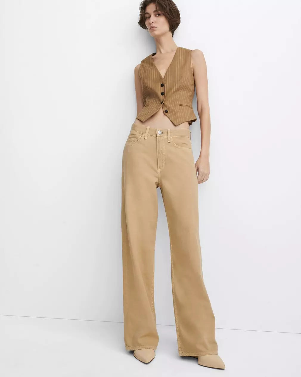 Featherweight Logan Wide Leg Pants in Beige - Comfortable & Stylish Women's Trousers for Casual Wear & Office Outfits