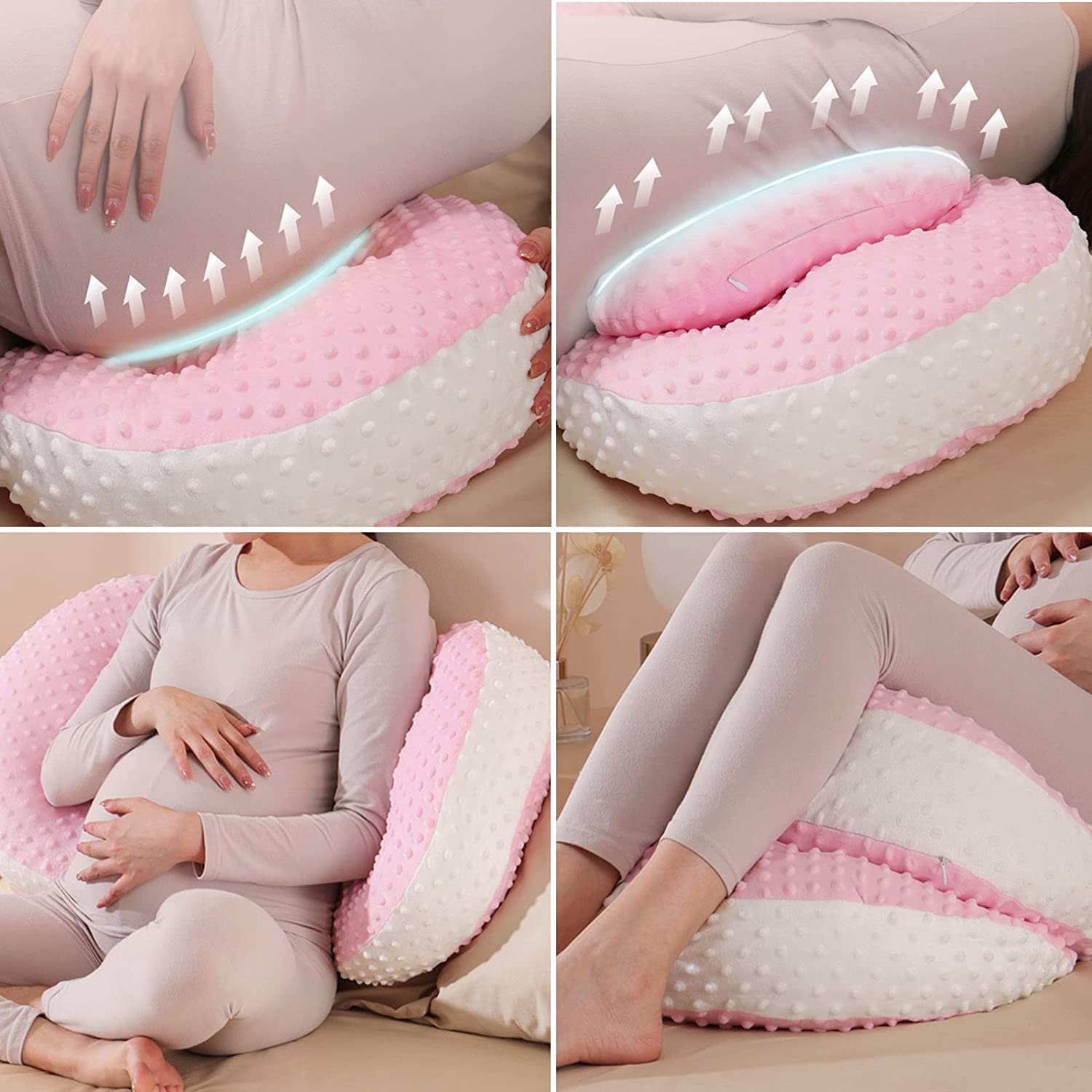 3D Massage Bubble Maternity Pillow - Scientific Pressure Zoning, Full Adjustable Length & Two-Way Spacing, Washable Inner Liner - Perfect for Pregnancy Support & Back Pain Relief