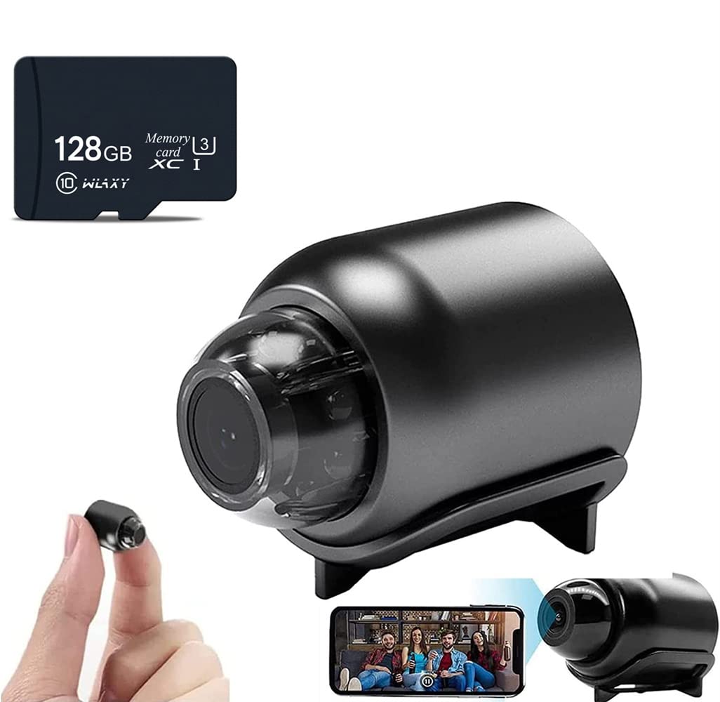 OBONG Duxa Mini WiFi Camera 1080P HD - Wireless Security Camera with Audio, Night Vision & 128GB Card for Indoor/Outdoor Home Monitoring, Baby/Pet Watching & Office Surveillance