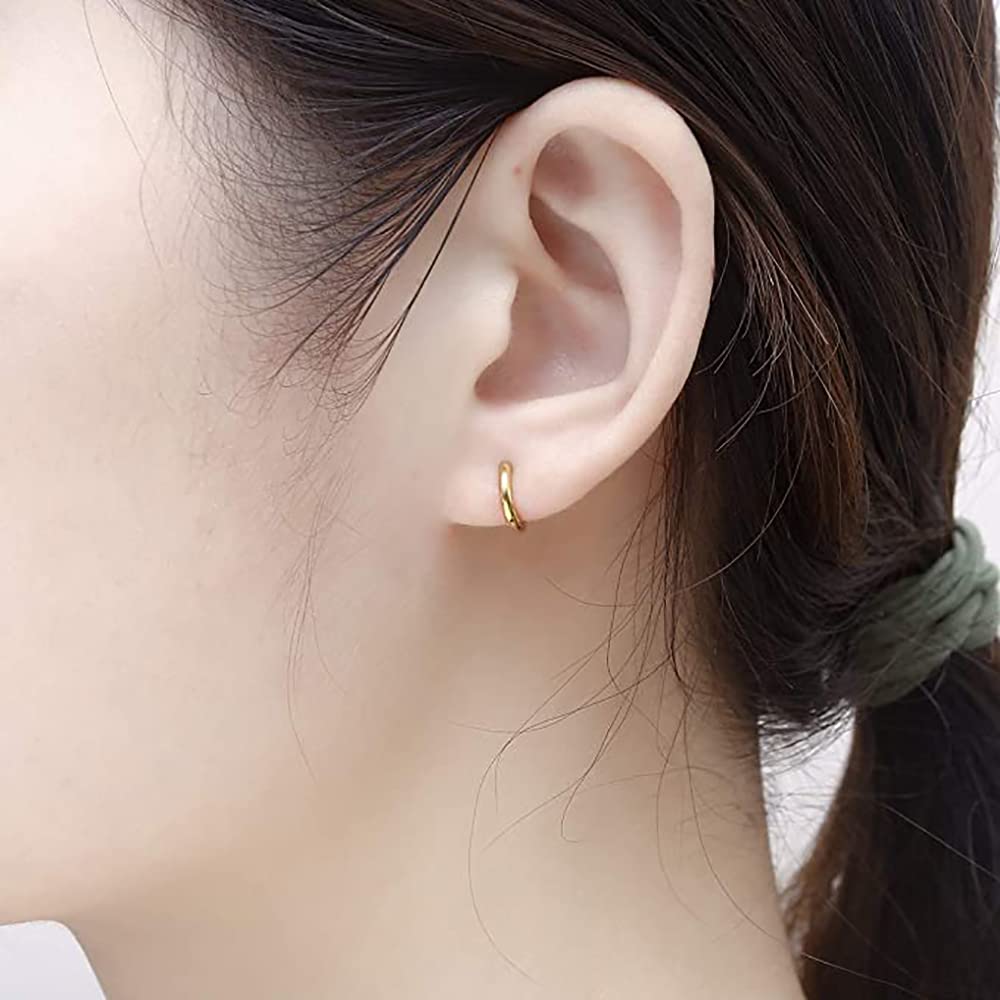 Hypoallergenic 316L Stainless Steel Huggie Hoop Earrings - 6mm 8mm 10mm 11mm 12mm 14mm Cartilage Helix Earrings for Men & Women | Sleek Hinged Design for Daily Wear, Work & Special Occasions