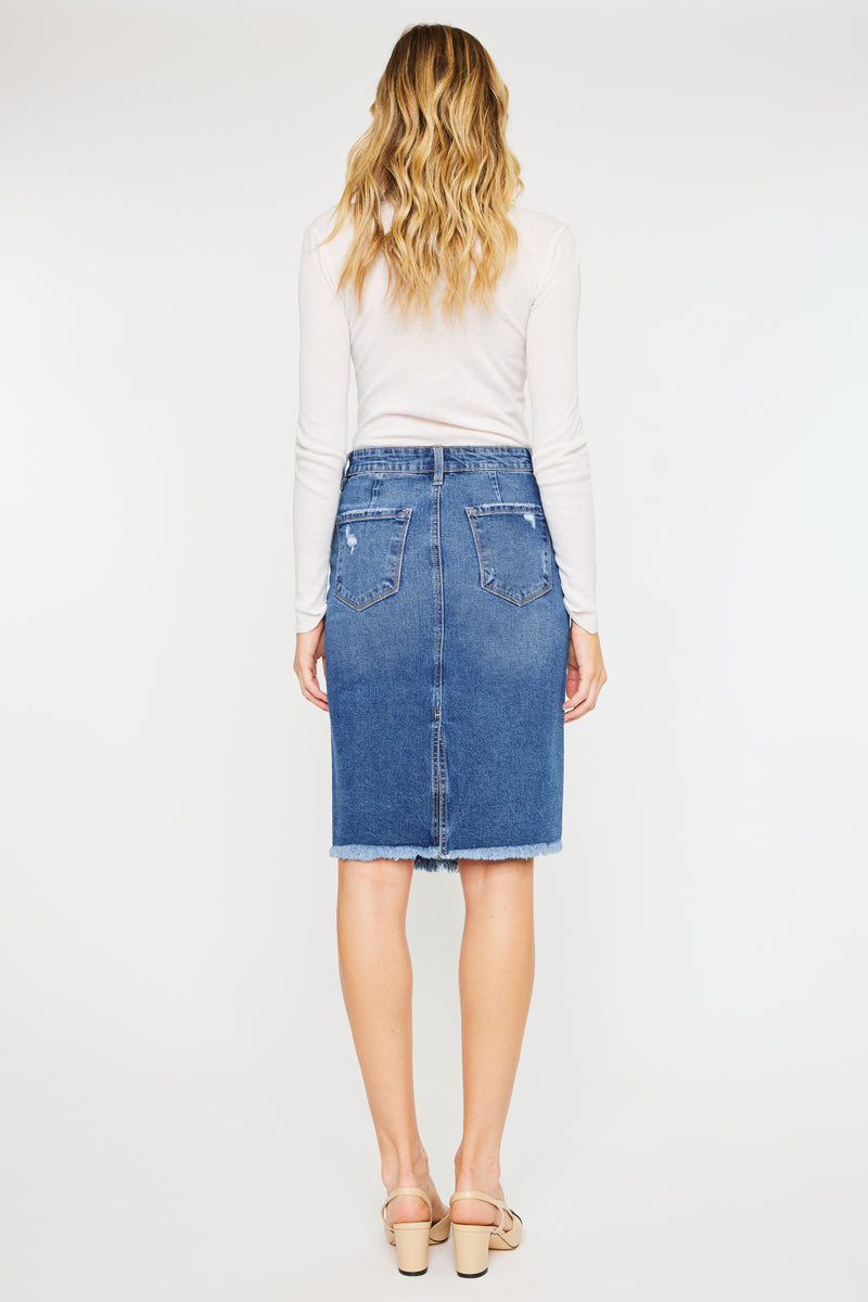 Florentine Mid Rise Asymmetrical Midi Skirt for Women - Elegant A-Line Flowy Skirt with Side Slit | Perfect for Office, Date Night & Summer Outfits