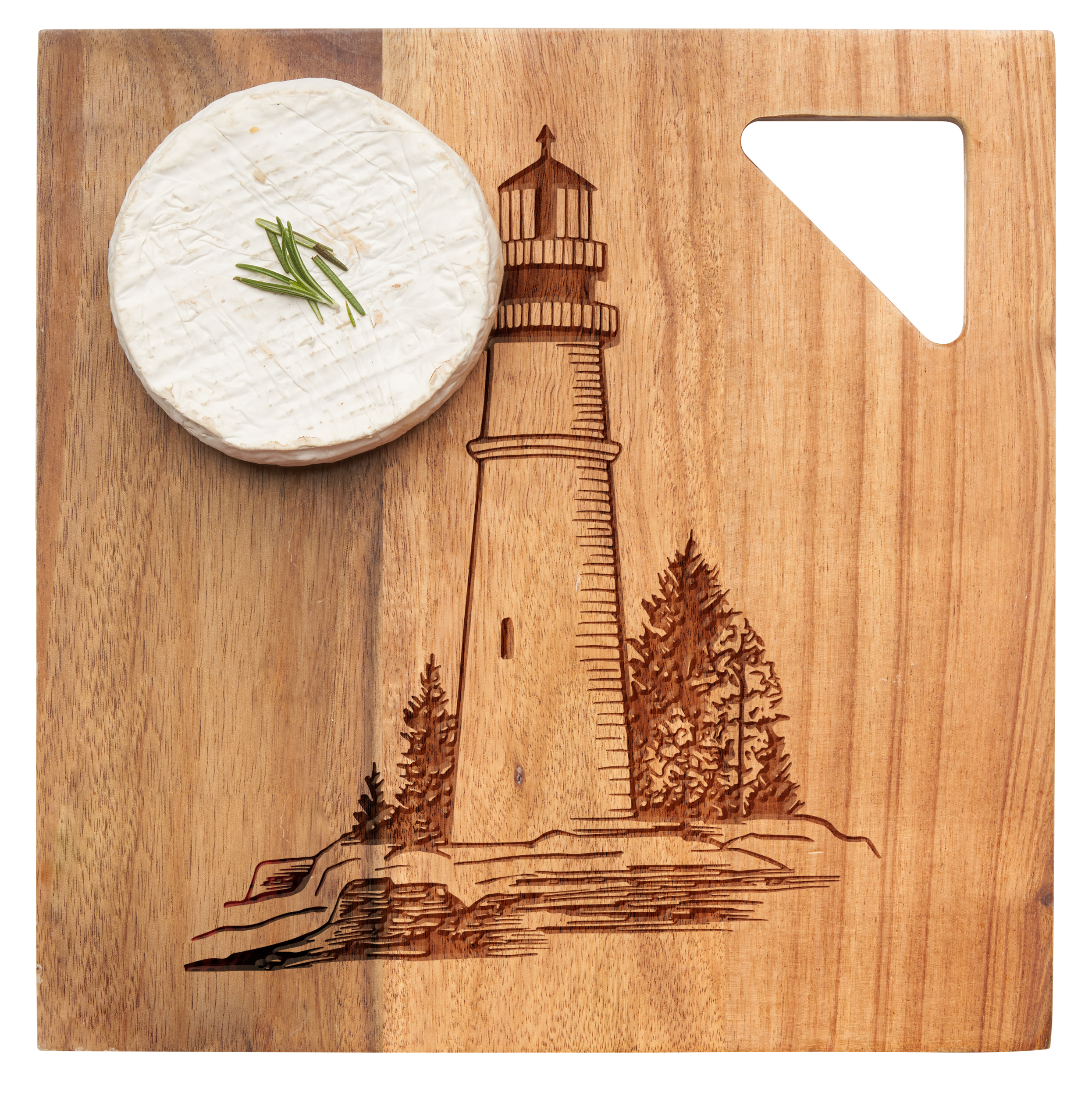 Acacia Modern Geo Square Lighthouse Wall Art - 9x9 Inches Handmade Wooden Decor for Living Room, Bedroom & Office - Perfect for Coastal, Farmhouse & Boho Home Decor Styles