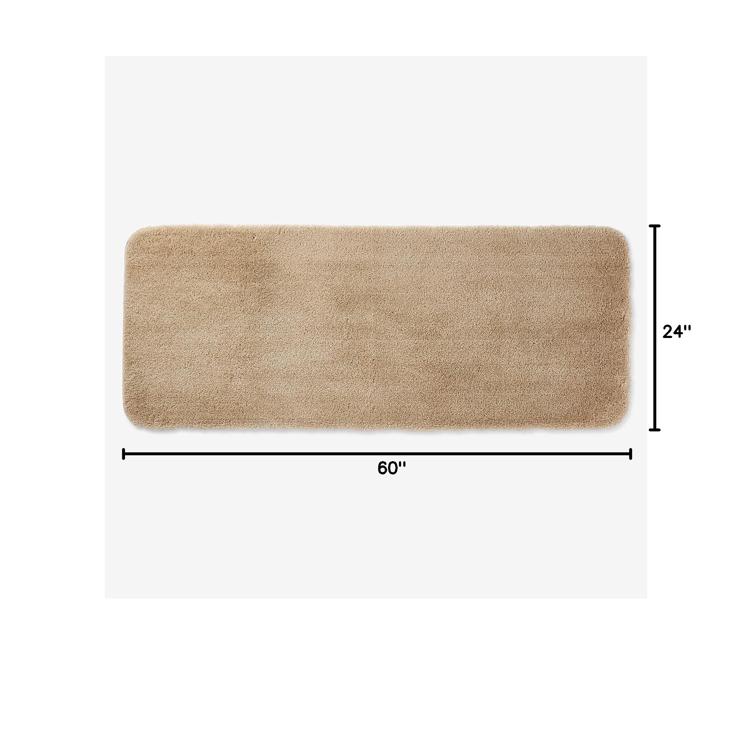BrylaneHome Elegance Bath Rug - 24x60 Inch Soft Absorbent Non-Slip Bathroom Mat - Sky Blue for Master Bath, Guest Room & Spa Style Decor