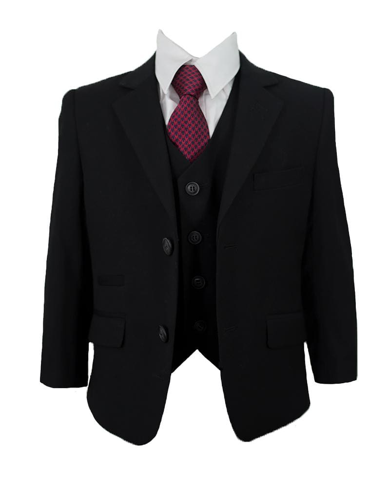 Cavani Marco Boys 3-Piece Black Slim Fit Suit for Formal Events, Weddings & School Dances | Premium Kids Suit Set