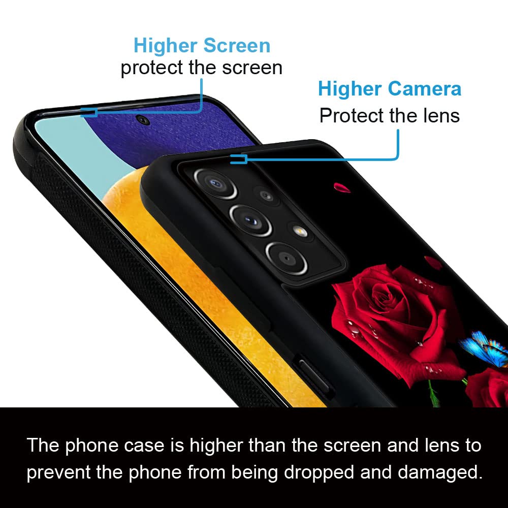 Samsung Galaxy A13 4G Case with Blue Butterfly & Red Rose Design - Protective Phone Cover for Men & Women | Perfect for Everyday Use, Work & Travel