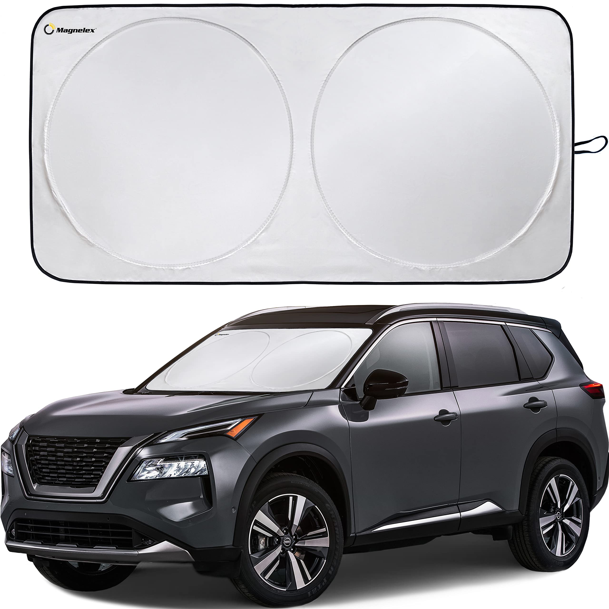 Magnelex Large Car Windshield Sun Shade & Seat Protector Bundle - UV Protection for Cars, SUVs & Trucks - Perfect for Summer Heat & Interior Protection