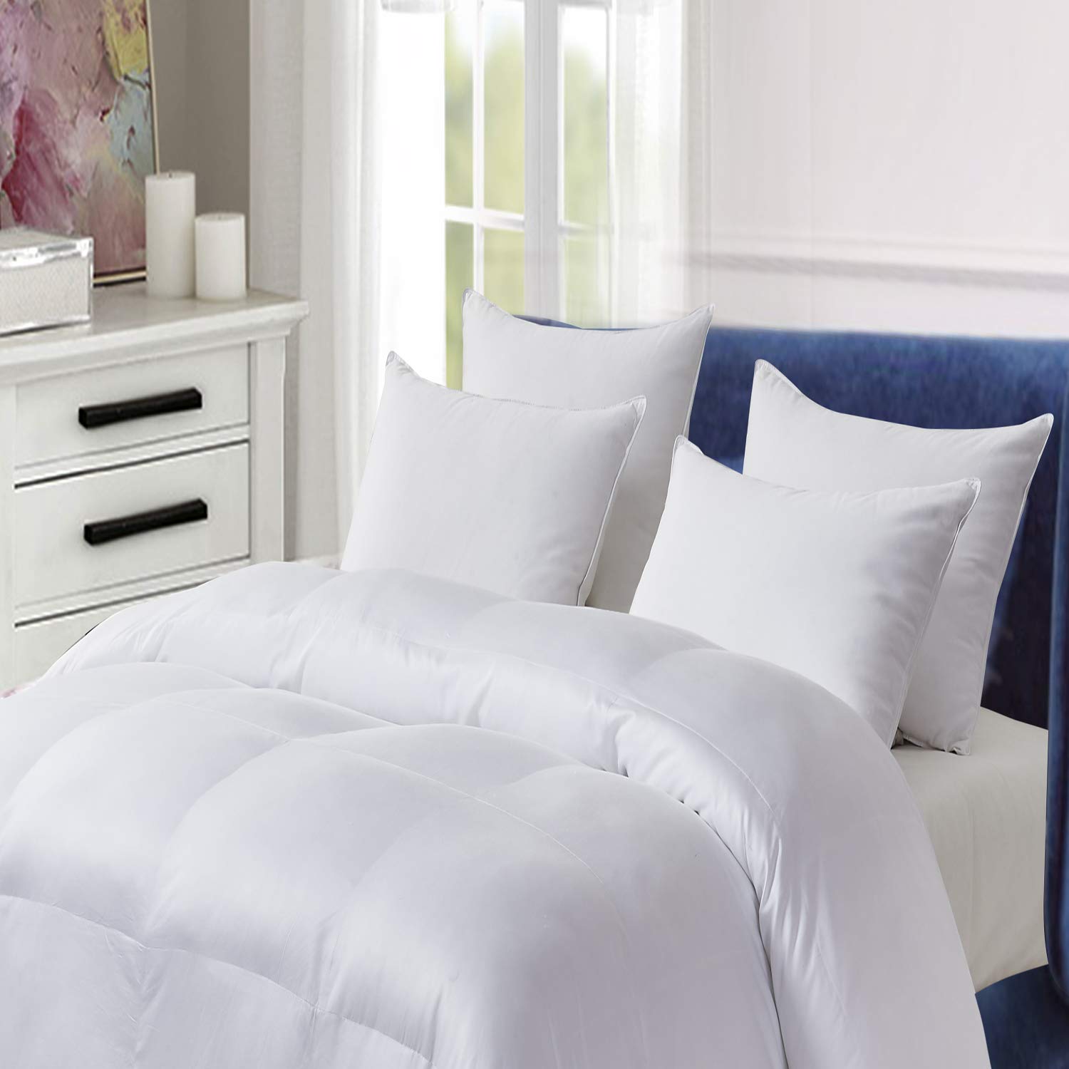 Blue Ridge Home Fashions Pet Agree Basics Purisimo Down Alternative Comforter - 100% Cotton Hypoallergenic Bedding for Allergies & Pets - Soft Comforters for Bedroom, Guest Room & Pet-Friendly Homes