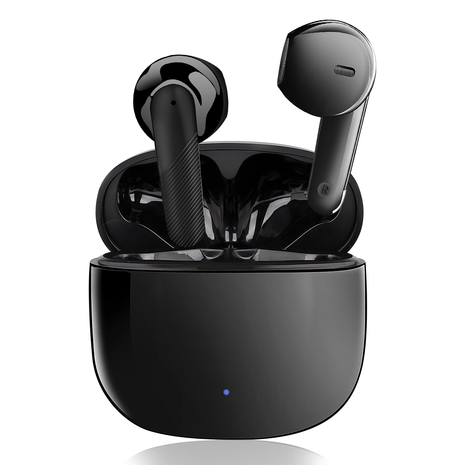 MRMORALE Wireless Bluetooth Headphones V5.3 - HiFi Stereo Bass Earbuds with ENC Noise Cancellation, Low Latency, Fast Charging & Touch Control - Perfect for Office, Workout, Gaming & Travel (Black)
