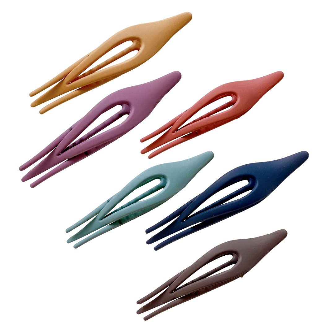 Licogel 6PCS Matte Duckbill Barrettes - Large Non-Slip Hair Clips for Women & Girls, Unique Simple Hair Accessories for School, Work, Party & Daily Styling