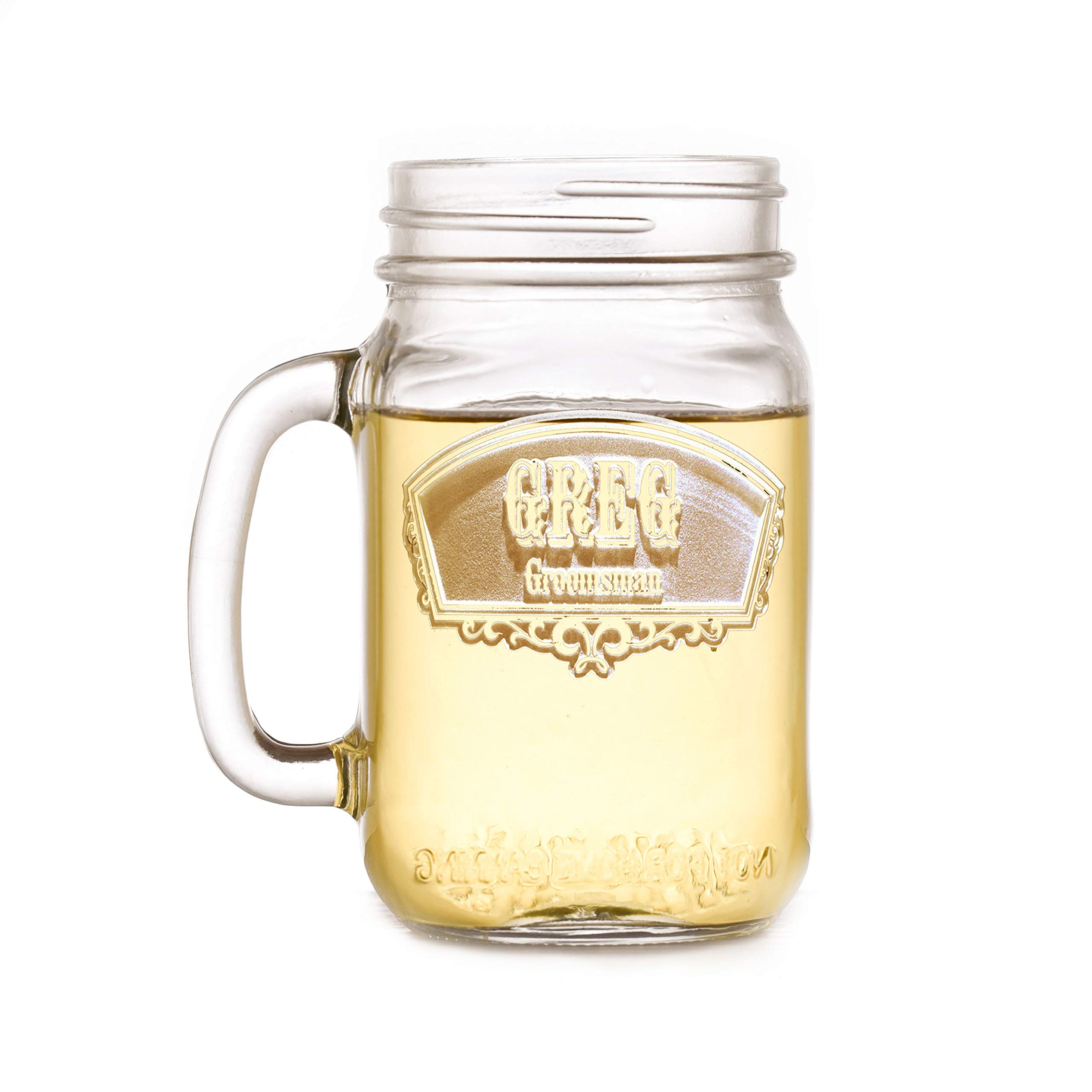 Personalized Engraved Mason Jar Mugs - Set of 5 Rustic Wedding Favors for Groomsmen, Bridal Party & Guests - Perfect for Outdoor Weddings, Rehearsal Dinners & Anniversary Celebrations