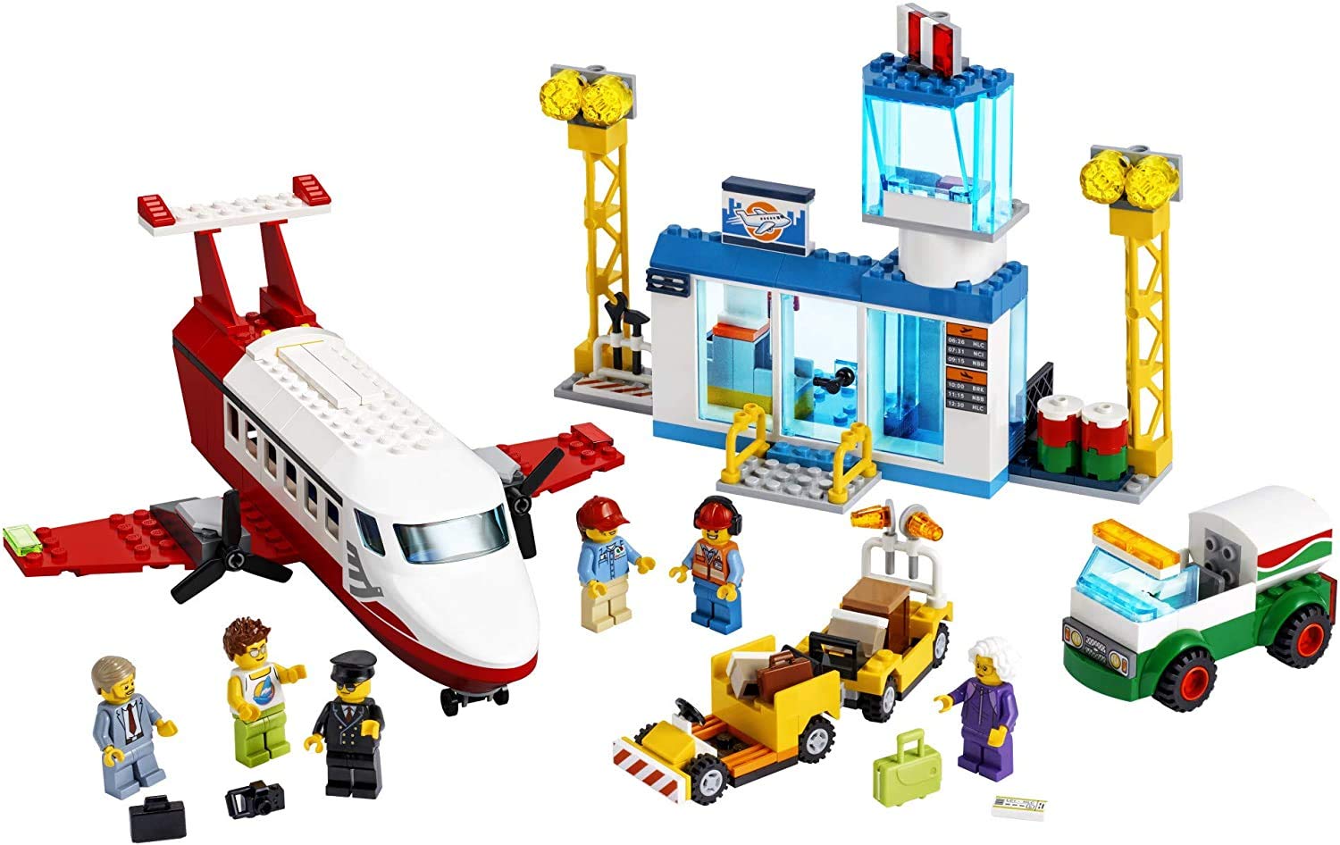 LEGO City Central Airport 60261 Building Set with Passenger Plane, Airport Terminal, Fuel Truck & 6 Minifigures – 286 Piece Construction Toy for Kids | Creative Play, Birthday Gift & STEM Learning Activity