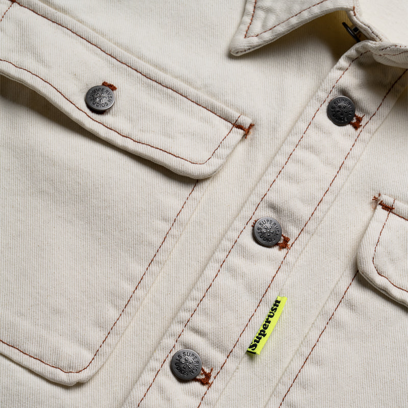 Supervsn Third Eye Denim Overshirt Jacket - Natural Wash Distressed Denim Shirt for Men & Women | Streetwear Fashion, Layering Essential for Casual Outfits & Urban Style