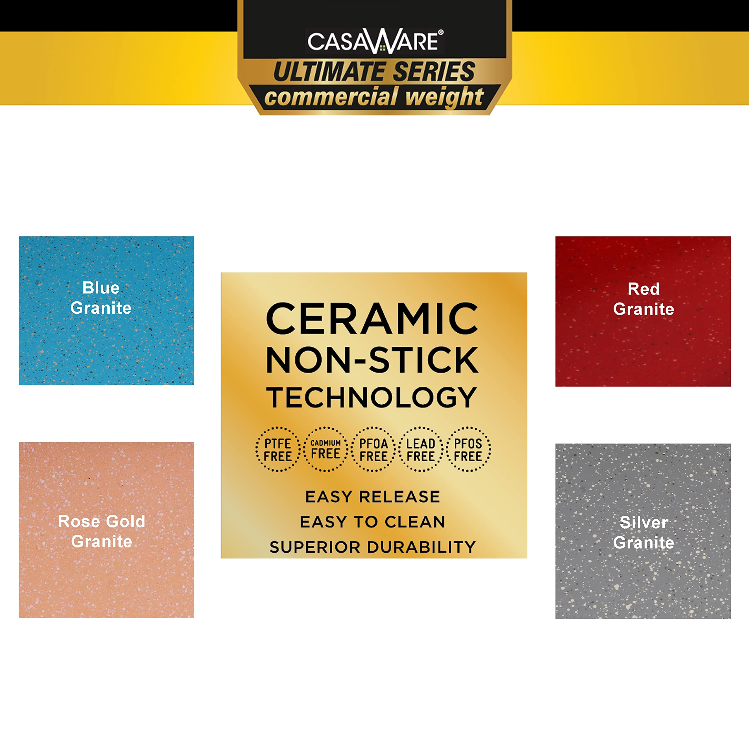 casaWare 11 x 9 x 2-inch Commercial Toaster Oven Baking Pan - Ceramic Non-Stick Coating, Heavy Duty, Rose Gold Granite Finish - Perfect for Baking, Roasting & Broiling in Toaster Ovens