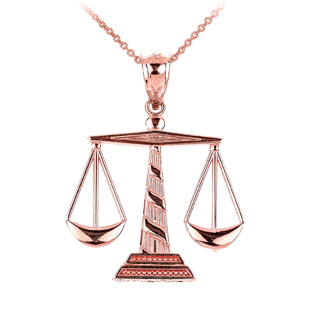 10K Rose Gold Scales of Justice Pendant Necklace for Women - Elegant Jewelry Gift for Lawyers, Graduates & Justice Advocates - Perfect for Court, Ceremonies & Everyday Wear