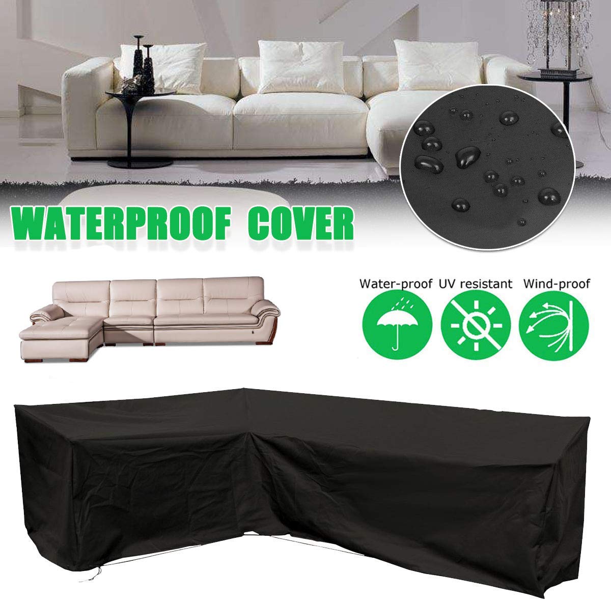 J&C Premium Waterproof Outdoor Sectional Sofa Cover - 78x105 Inches, L-Shaped Patio Furniture Protector for Garden, Deck & Backyard - Weatherproof & UV Resistant for All Seasons (Perfect for Rain, Snow & Sun Protection)