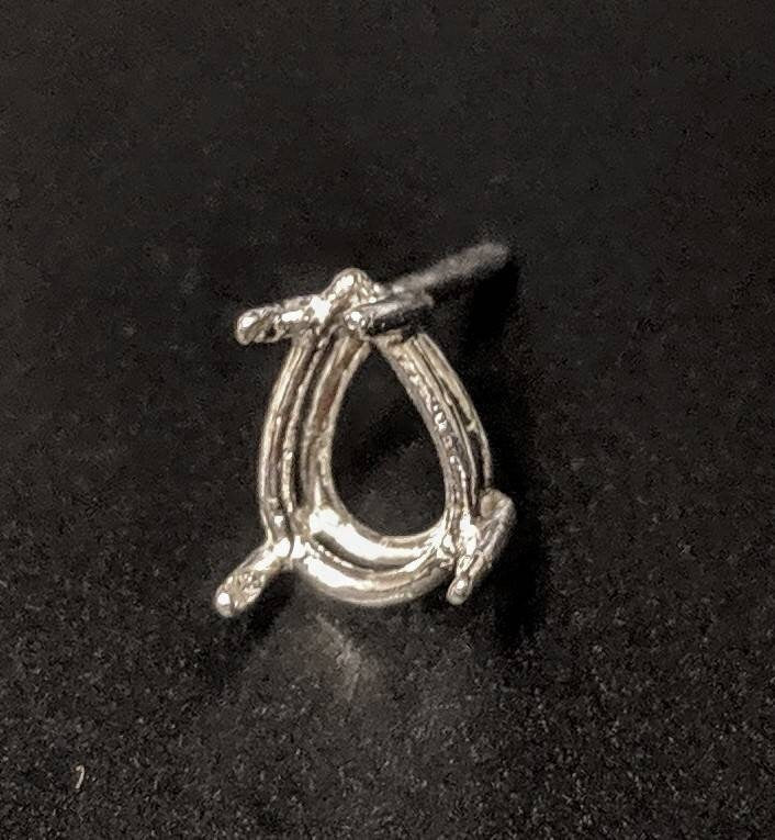 9x6mm 10x7mm 12x8mm Pear-Shaped Sterling Silver or 14K Gold Tie Tack with 4 Prongs - Custom Gemstone Tie Pin for DIY Jewelry Making - Perfect for Formal Events, Weddings & Gifts