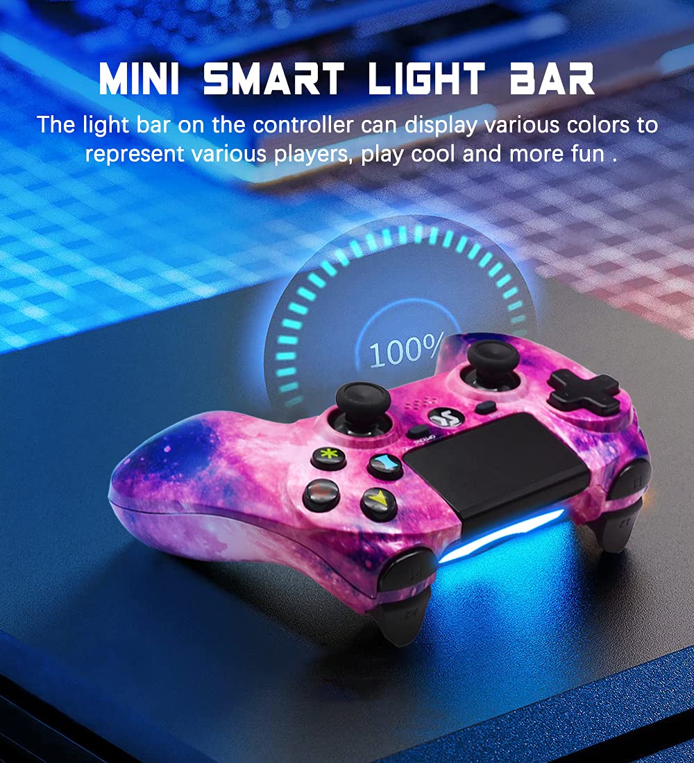 Wireless Controller for PS4, PlayStation 4 Gamepad with Dual Shock, 6-Axis Motion Sensor, Touch Pad, Built-in Speaker & Stereo Headphone Jack - Compatible with PS4/Pro/Slim - Perfect for Gaming, Streaming & Multiplayer Sessions