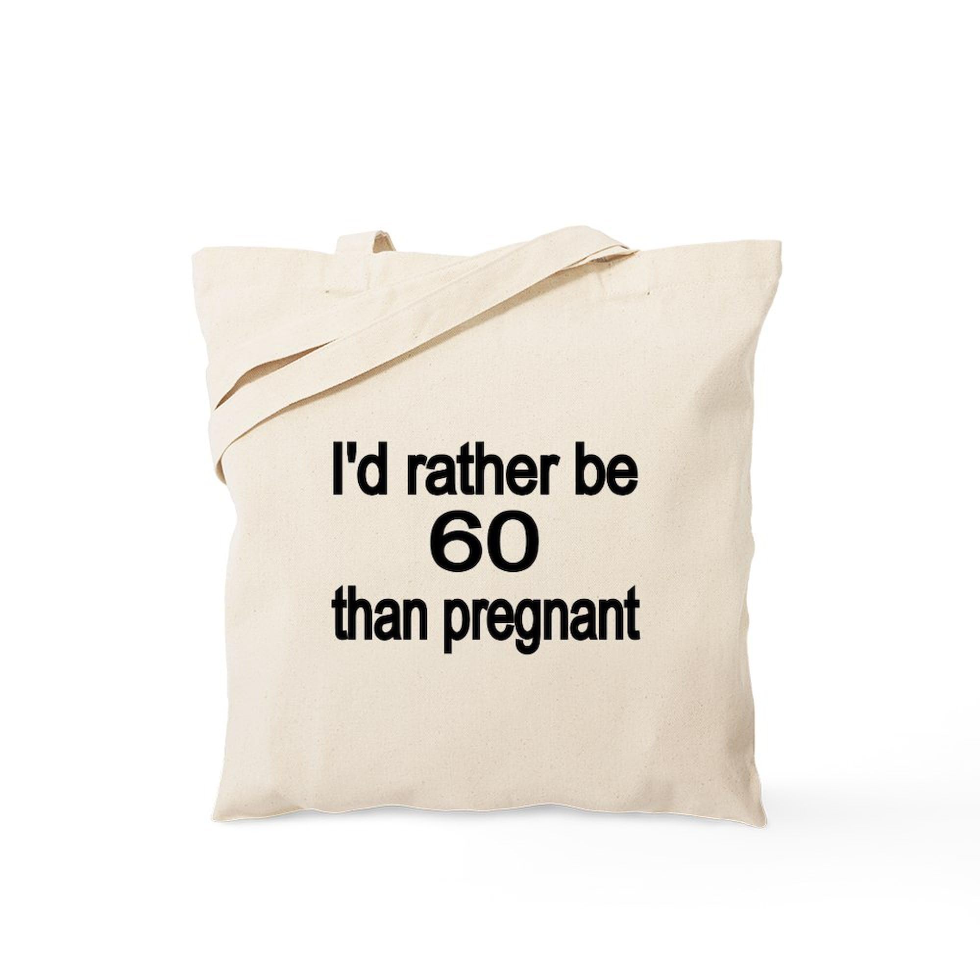 60th Birthday Gift Tote Bag - Natural Canvas Reusable Shopping Bag for Women - Funny 'I'd Rather Be 60 Than Pregnant' Design - Perfect for Groceries, Beach Trips & Daily Use