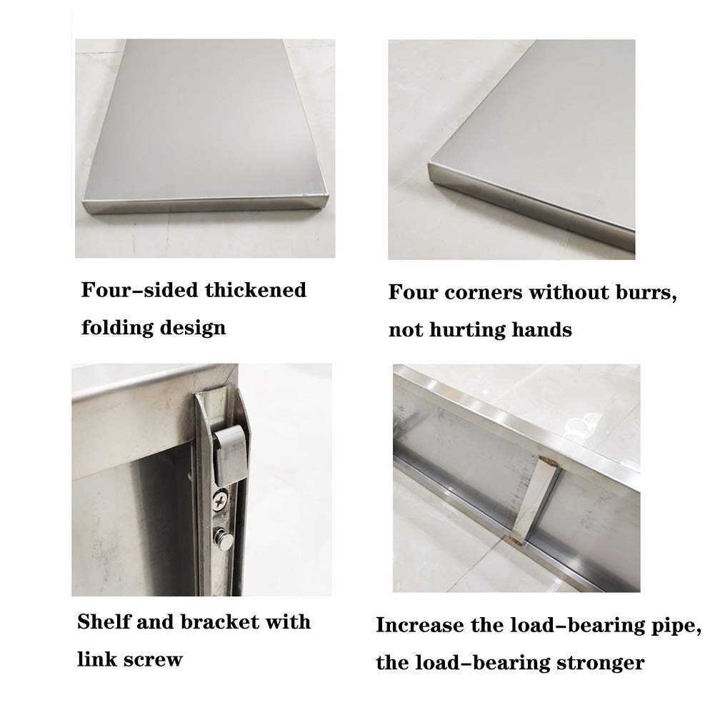 Wall-Mounted Folding Table - Stainless Steel Drop Leaf Table with Telescopic Design, 100x40cm Waterproof Multi-Functional Space Saving Table for Kitchen, Balcony, RV & Small Apartments