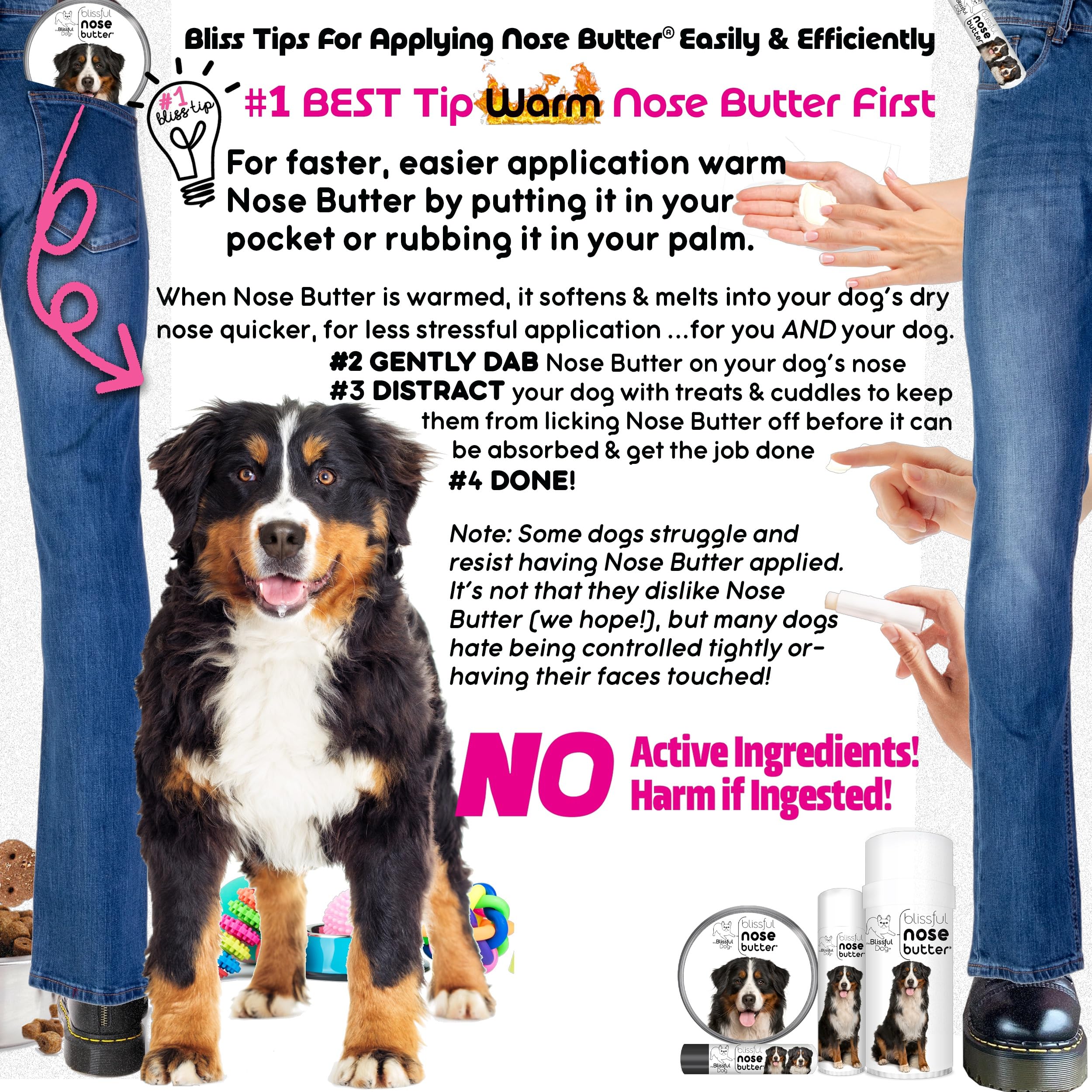 The Blissful Dog Bernese Mountain Dog Unscented Nose Butter - 4oz Moisturizing Balm for Dry & Cracked Dog Noses | Safe & Natural Pet Care Solution | Perfect for Outdoor Adventures & Harsh Weather Protection