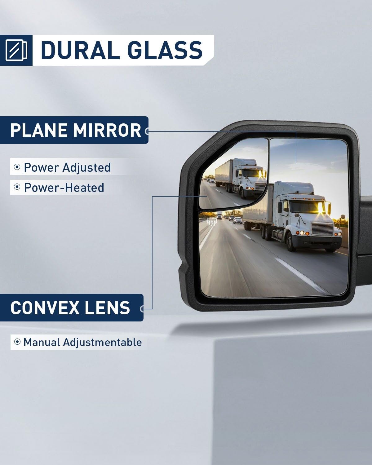 ECCPP Power-Adjustable Heated Towing Mirrors for 2015-2019 Ford F150 Pickup Truck - Left & Right Side Mirrors with Turn Signal, Black Housing, Manual Folding & Telescoping - Perfect for Towing, Off-Roading & Enhanced Visibility