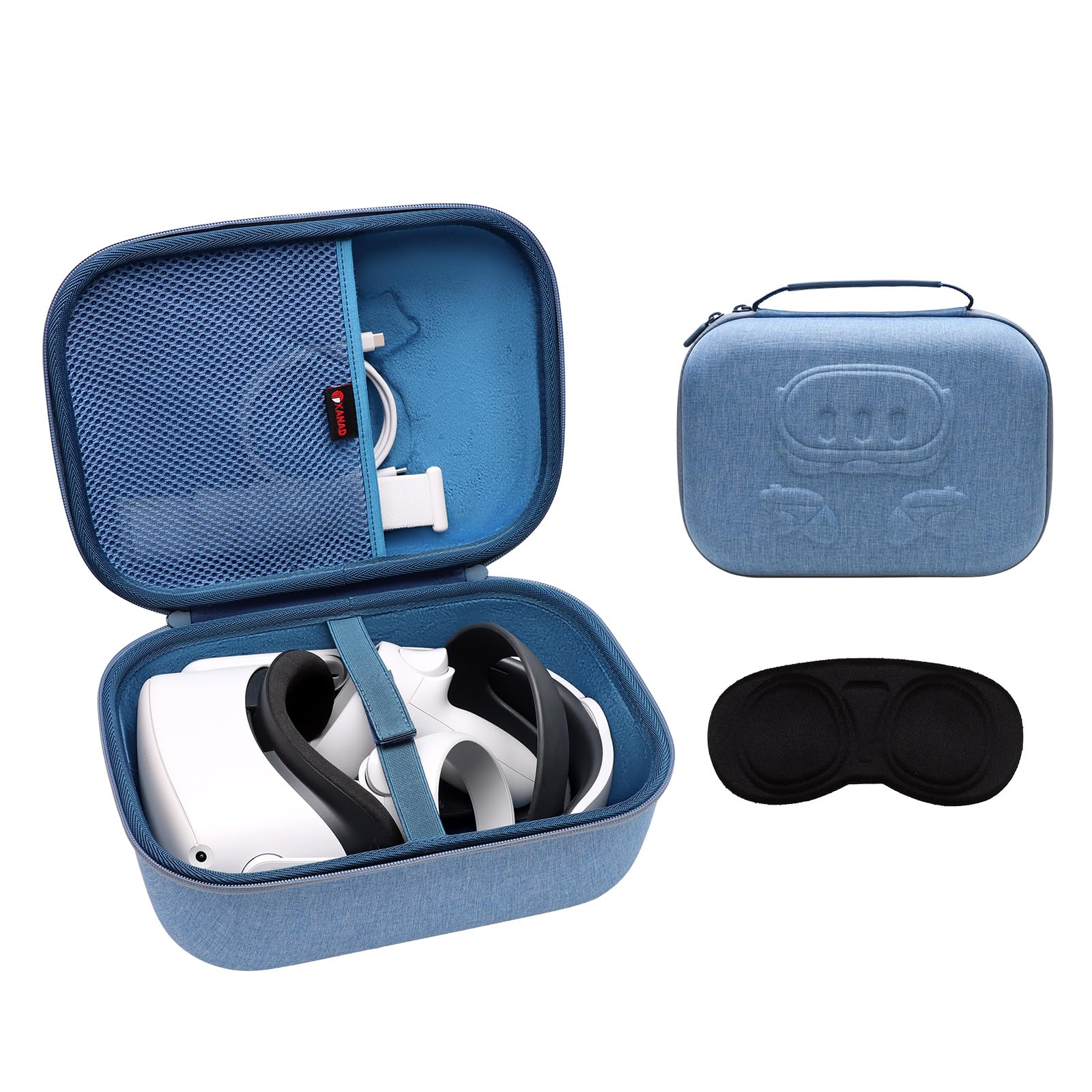 XANAD VR Headset Case Compatible with Oculus Meta Quest 3, Quest 2 & Apple Vision Pro - Protective Storage for VR Headsets, Controllers & Accessories (Blue) | Perfect for Travel, Home Storage & Gaming Setup Protection