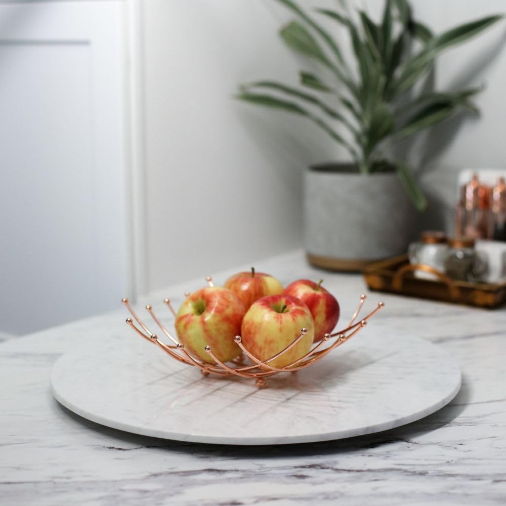 18-Inch Carrara Marble Lazy Susan - Elegant Rotating Serving Tray for Dining Table | Perfect Kitchen Decor & Housewarming Gift | Ideal for Weddings, Parties, and Everyday Entertaining