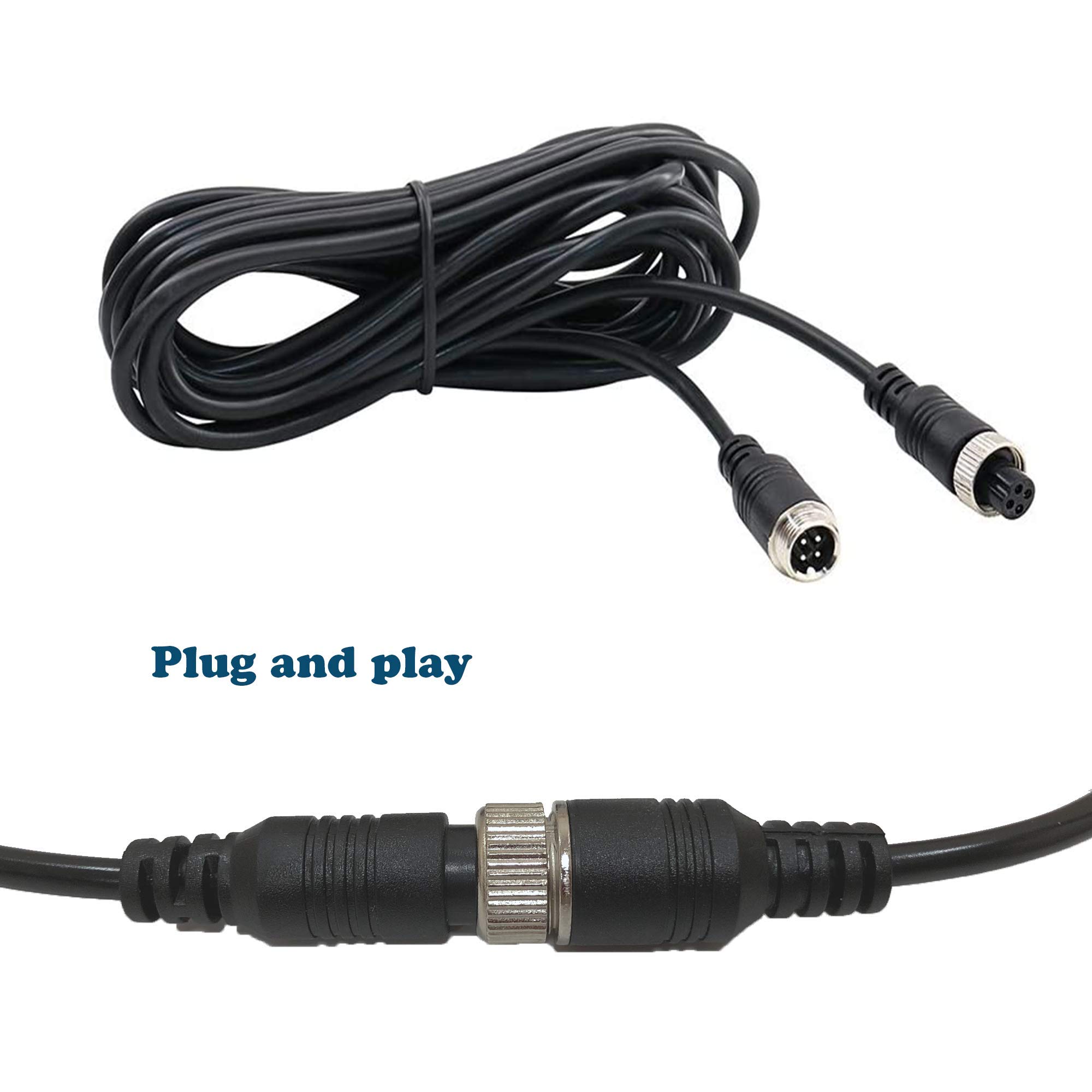 34FT/10m Backup Camera Extension Cable - 4Pin Aviation Video Cable for Car & CCTV Rear View Camera Systems - Durable AV Extension Wire for Trucks, RVs, Trailers & Parking Assistance