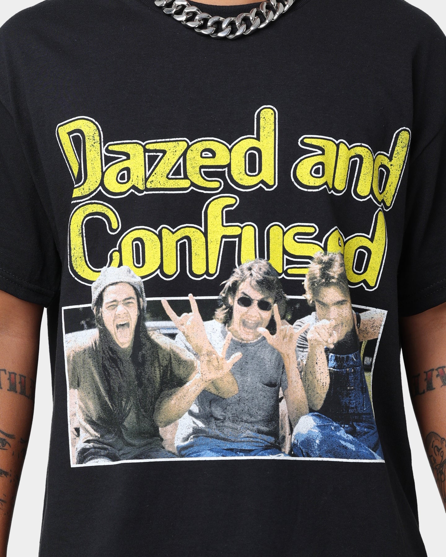Vintage Washed Black T-Shirt - American Thrift X 420 Dazed And Confused Retro Graphic Tee | Casual Streetwear for Music Festivals & 90s Theme Parties