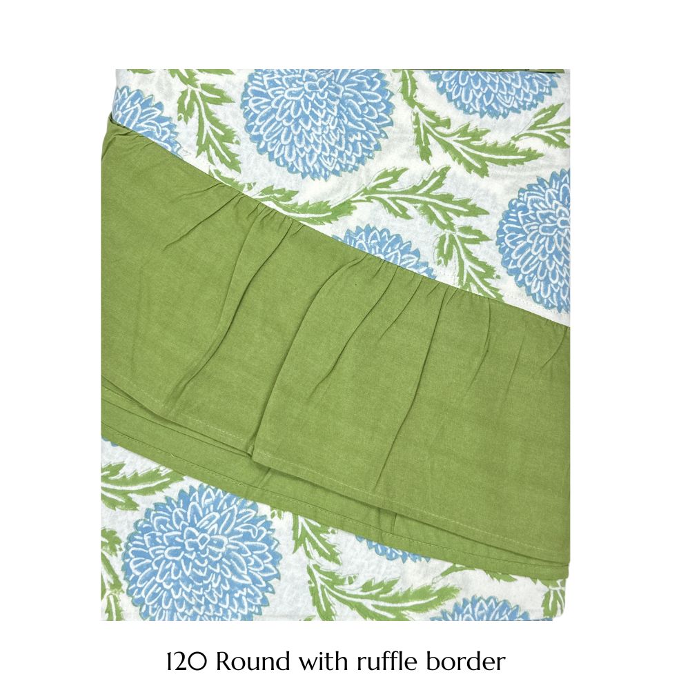 Elegant Blue and Green Floral Vine Tablecloth - Waterproof Washable Rectangular Table Cover for Dining, Kitchen, Party & Outdoor Picnic Use