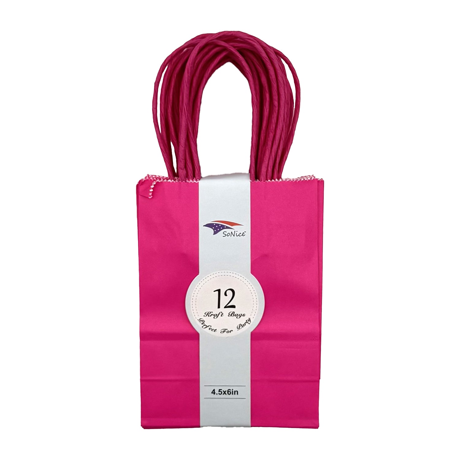 Hot Pink Kraft Paper Bags 4.5x6 Inches - 12 Pack | Eco-Friendly Gift Bags for Party Favors, Wedding Decorations & Small Business Packaging