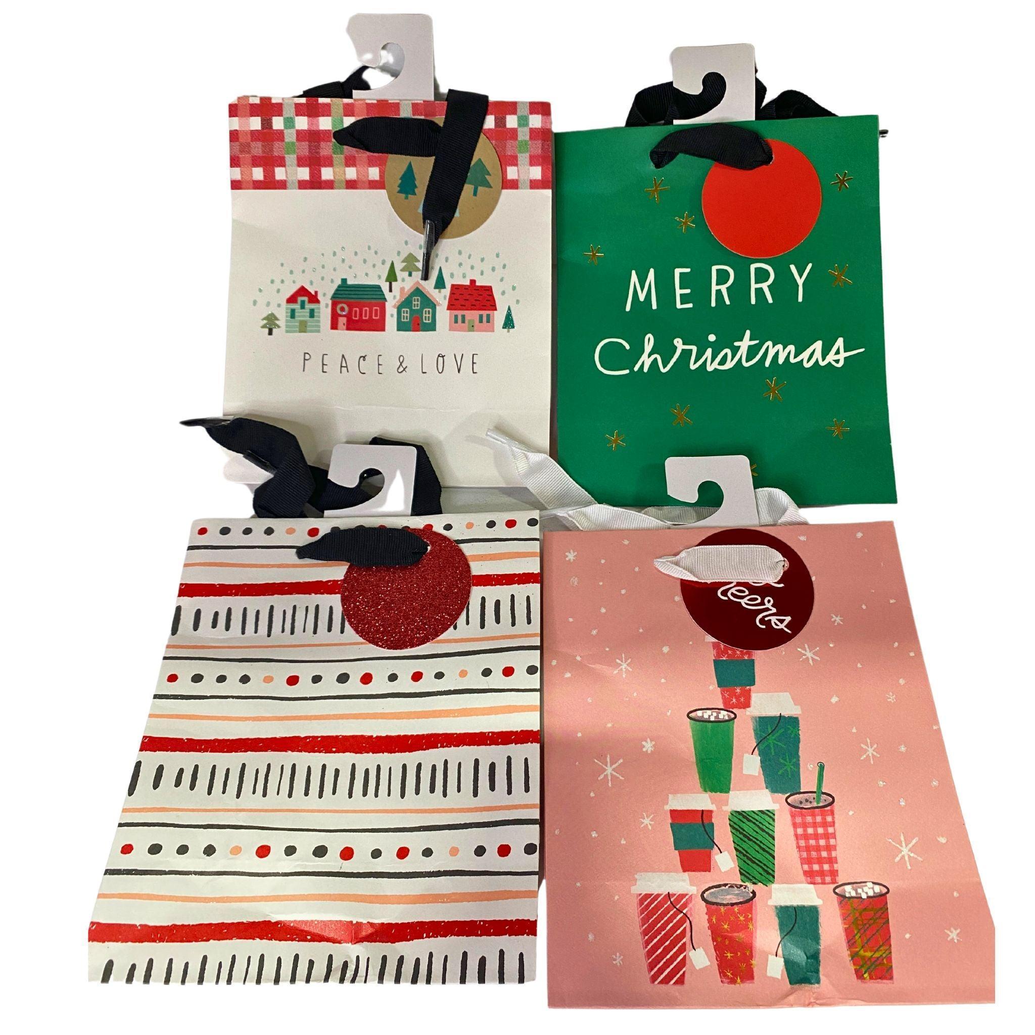 480 Pcs Christmas Gift Bags Bulk - Assorted Colors & Sizes Holiday Party Favor Bags for Xmas Presents, Stocking Stuffers & Decorations