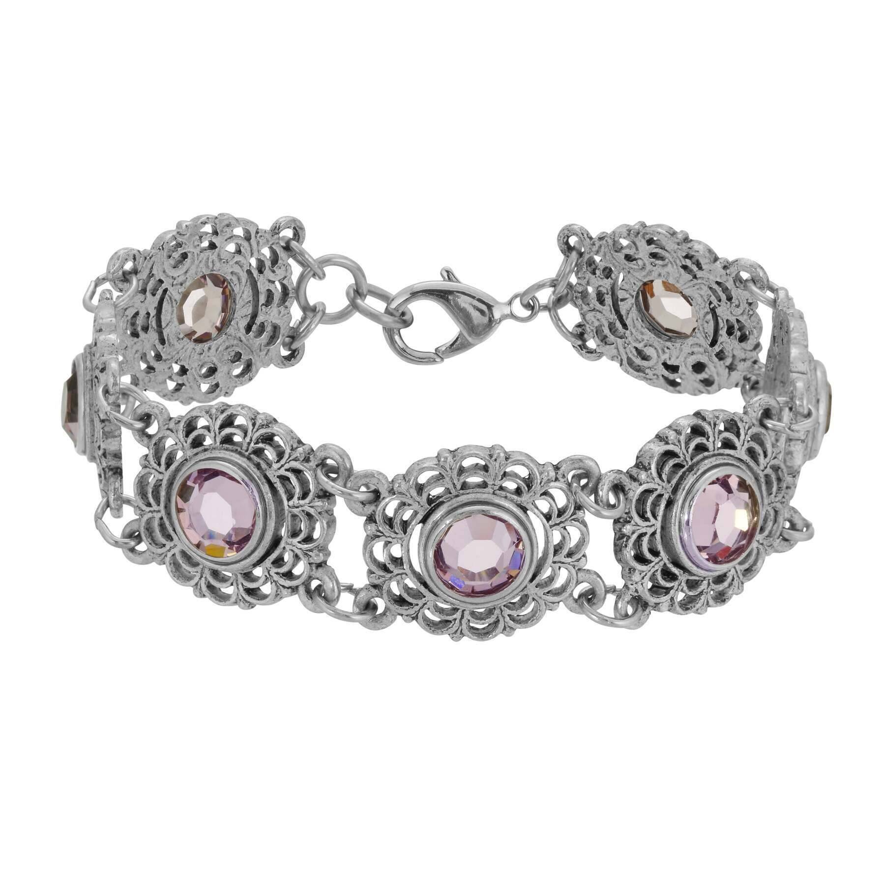 1928 Jewelry Austrian Crystal Link Bracelet for Women - Elegant Vintage Style Fashion Jewelry - Perfect for Parties, Weddings & Special Occasions