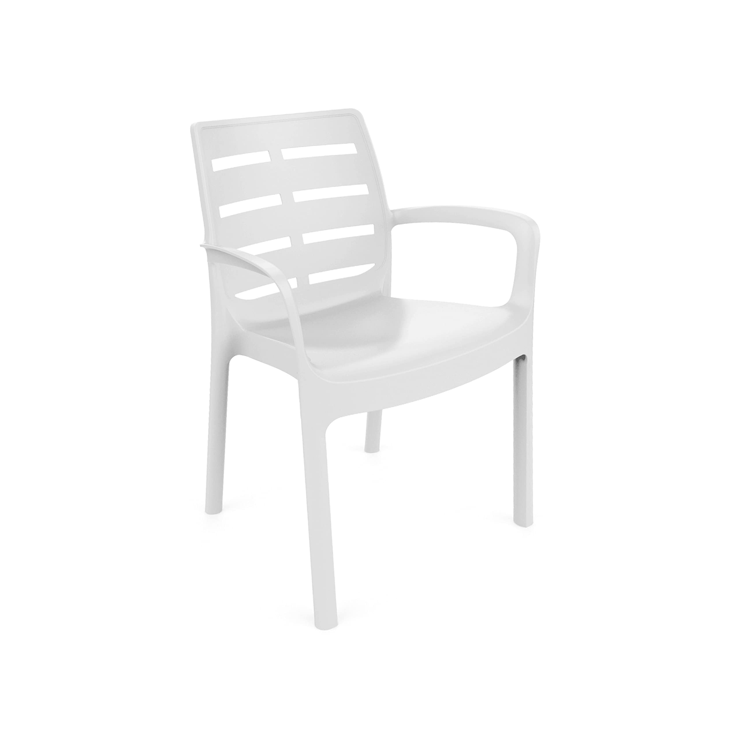 4-Pack Stackable Outdoor Chairs - Maui Model White Polypropylene Patio Chairs (54x61x82cm) - Perfect for Poolside, Garden, and Backyard Relaxation