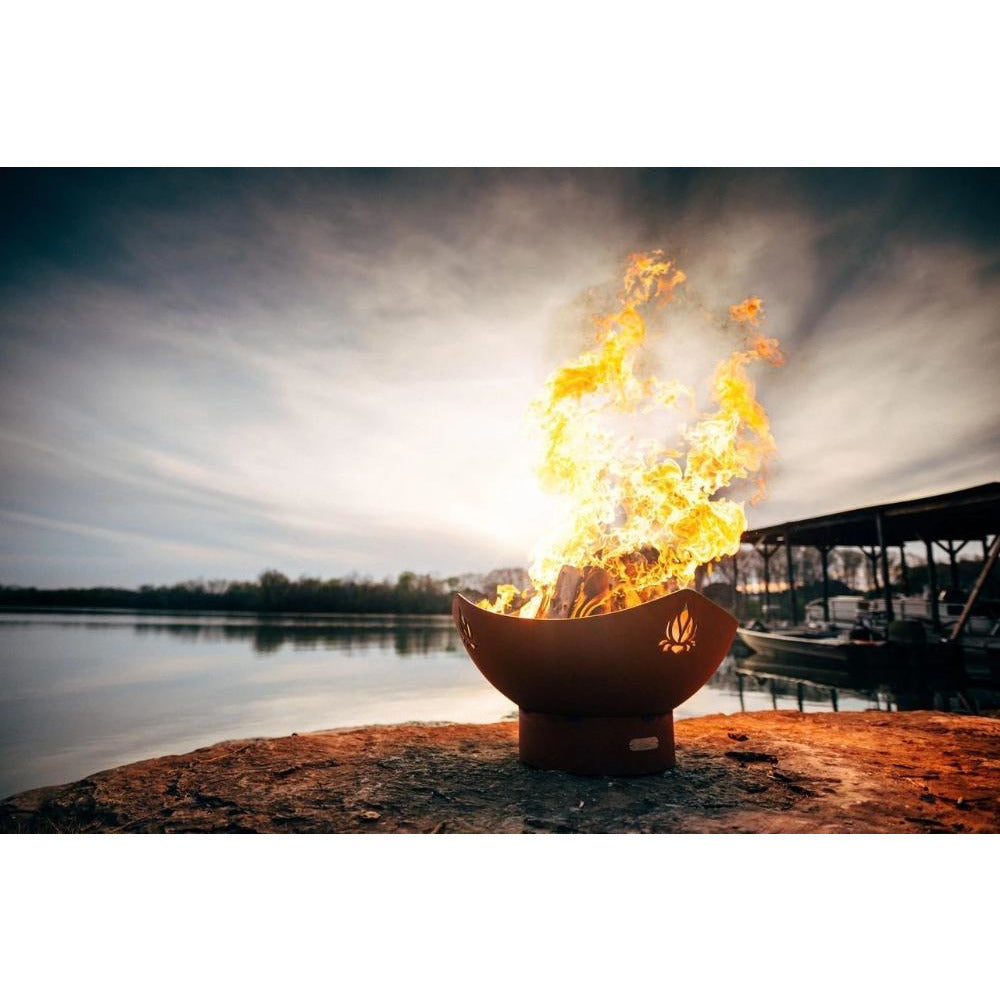 Namaste 36 Inch Handcrafted Carbon Steel Gas Fire Pit - Outdoor Patio Heater for Backyard, Garden & Camping Gatherings
